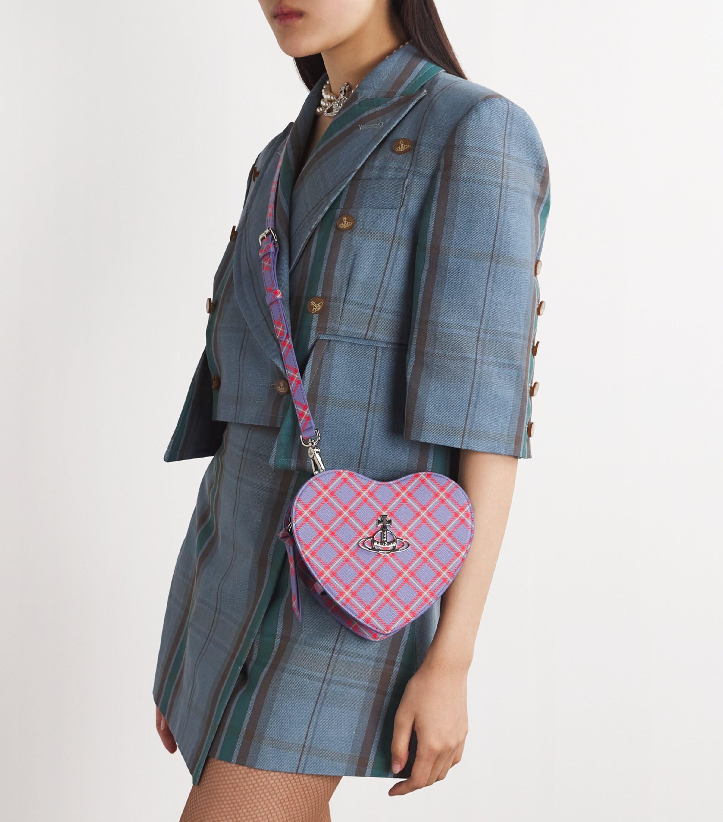 Vivienne Westwood Tartan Louise Heart Cross-Body Bag in Pink 