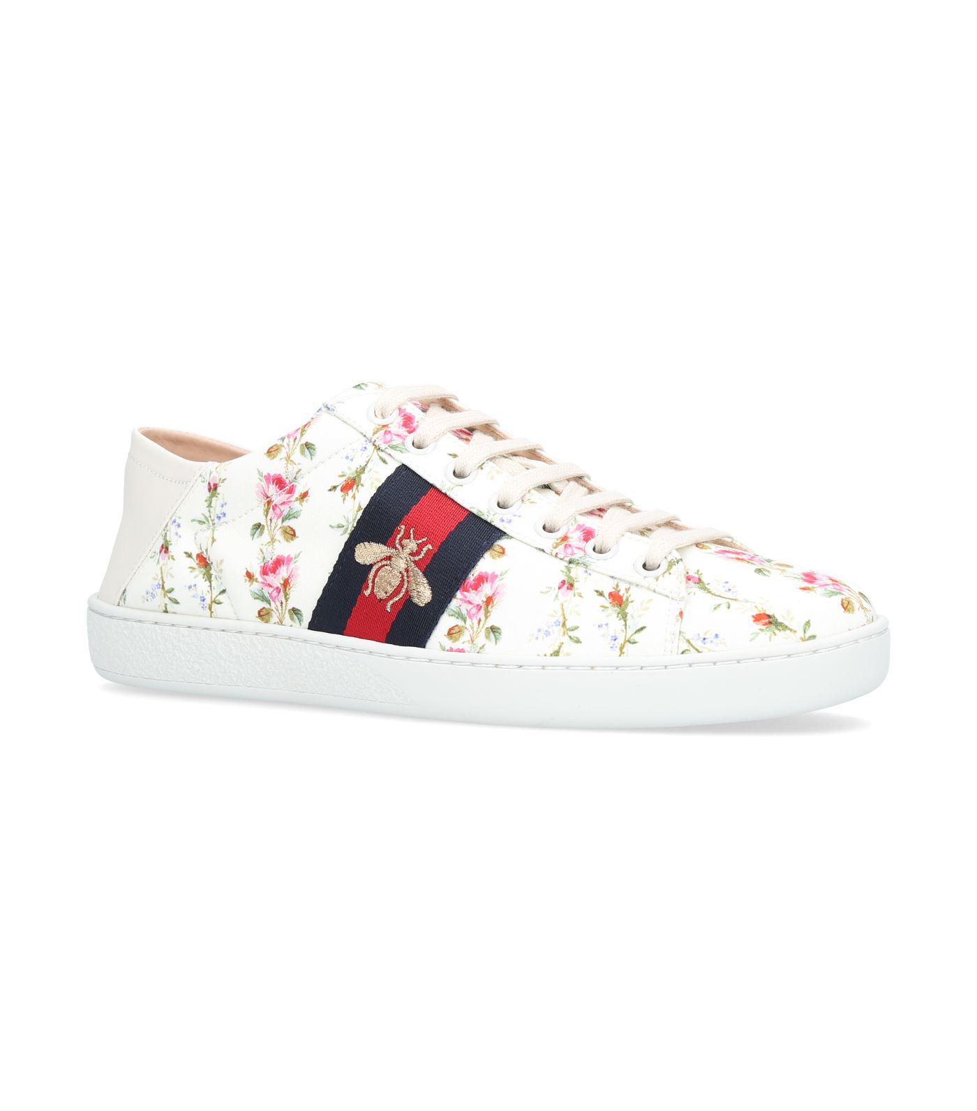Gucci Ace Rose Print Low-top Sneakers in White | Lyst