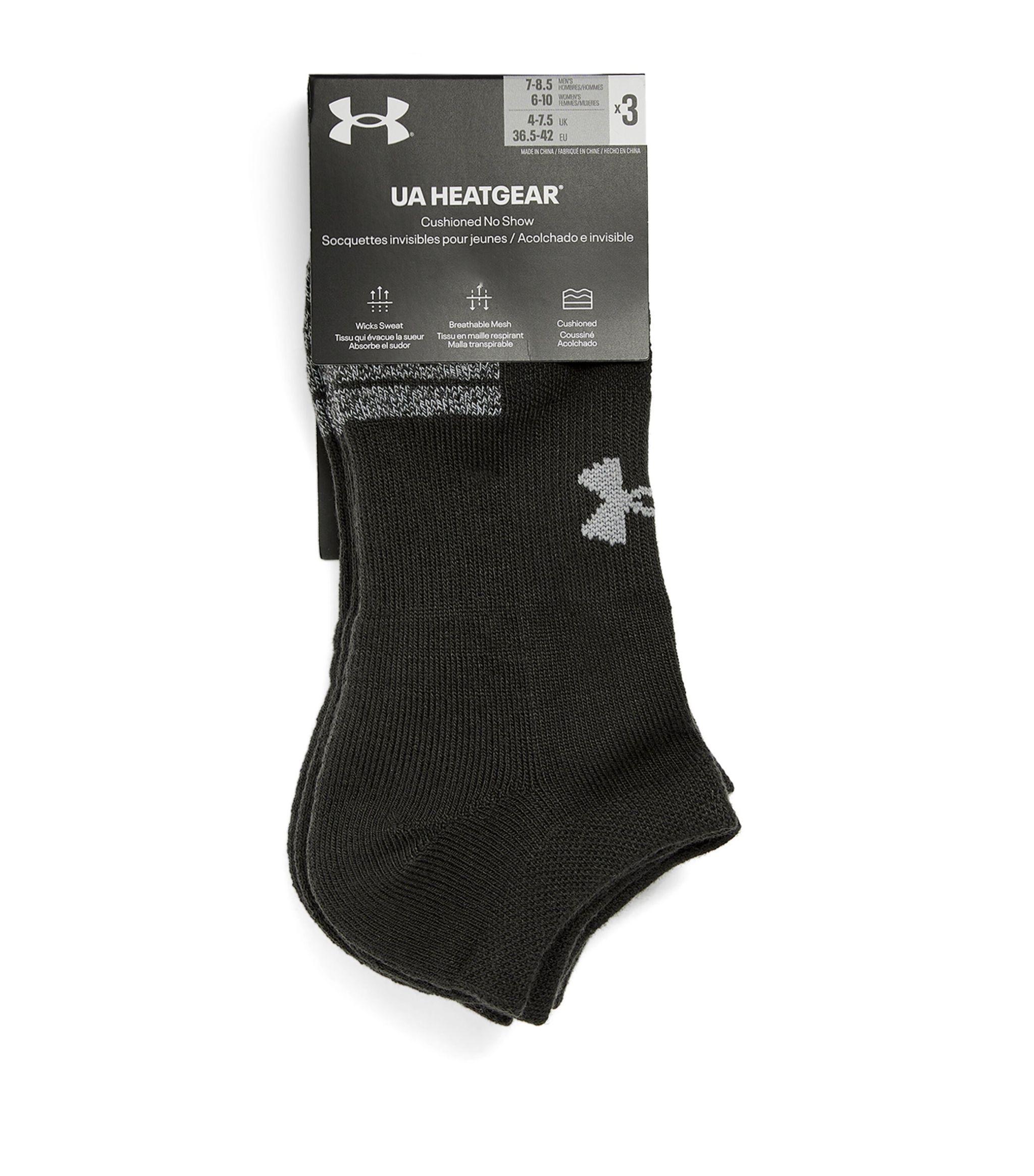 Under Armour Heatgear No-show Socks (pack Of 3) in Black for Men | Lyst