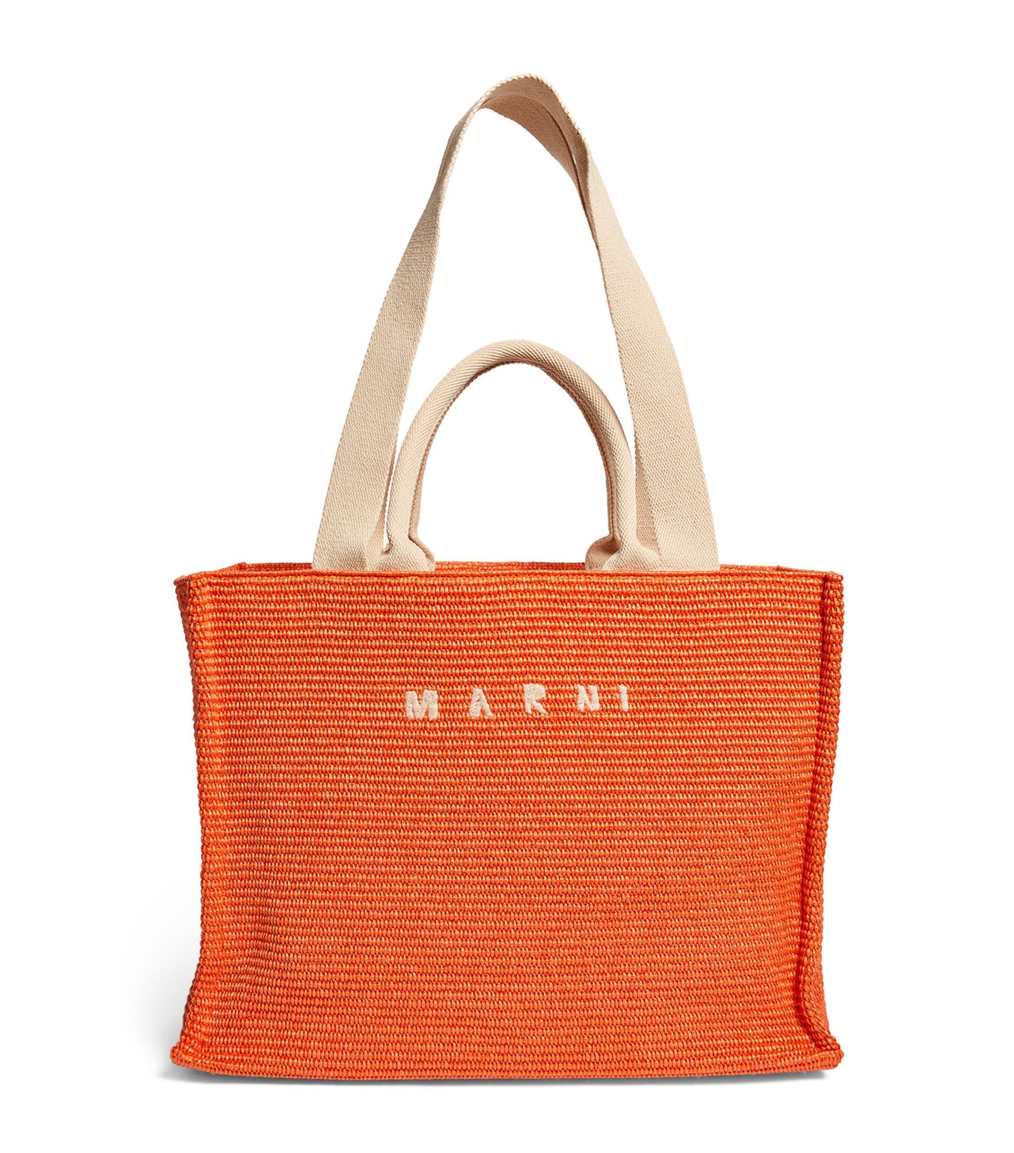 Marni Large Woven Basket Tote Bag in Orange | Lyst