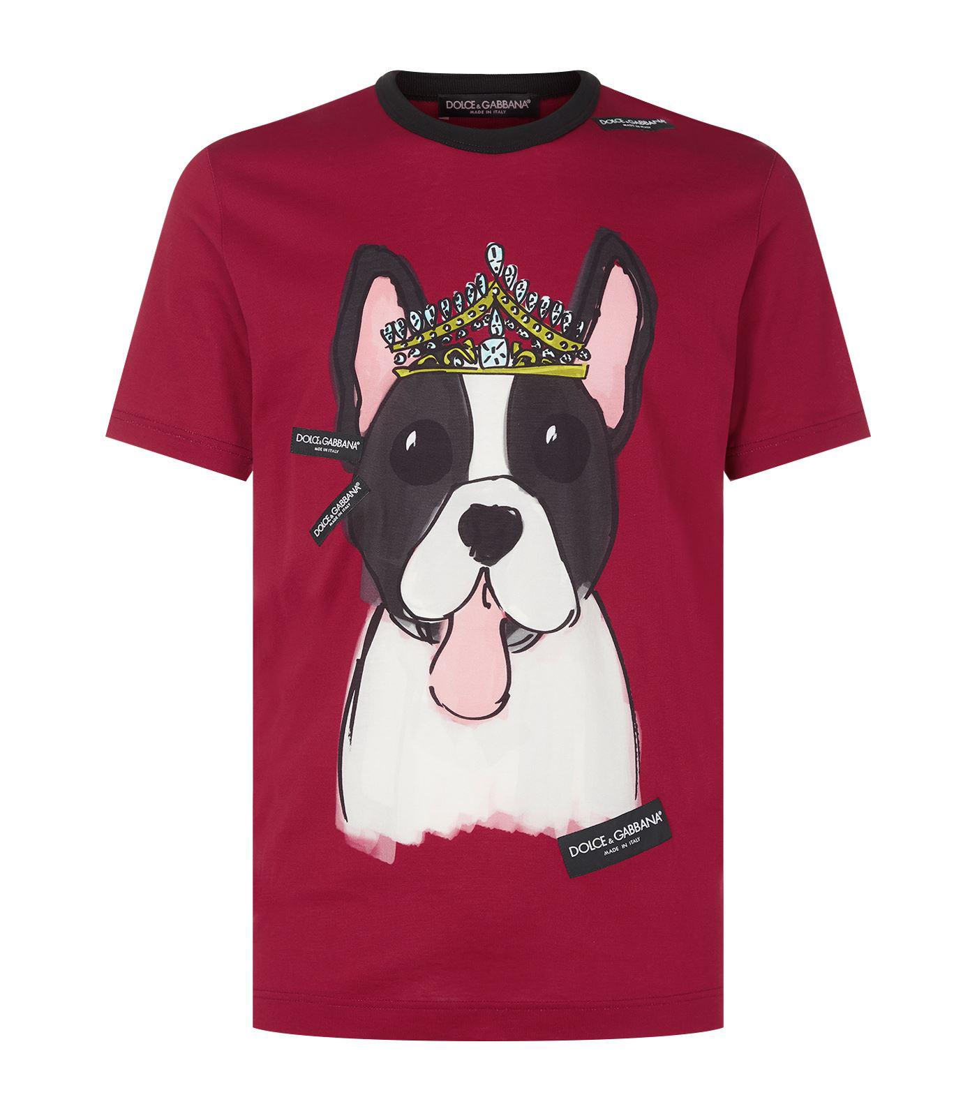 Dolce & Gabbana Dog Print T-shirt in Red for Men | Lyst