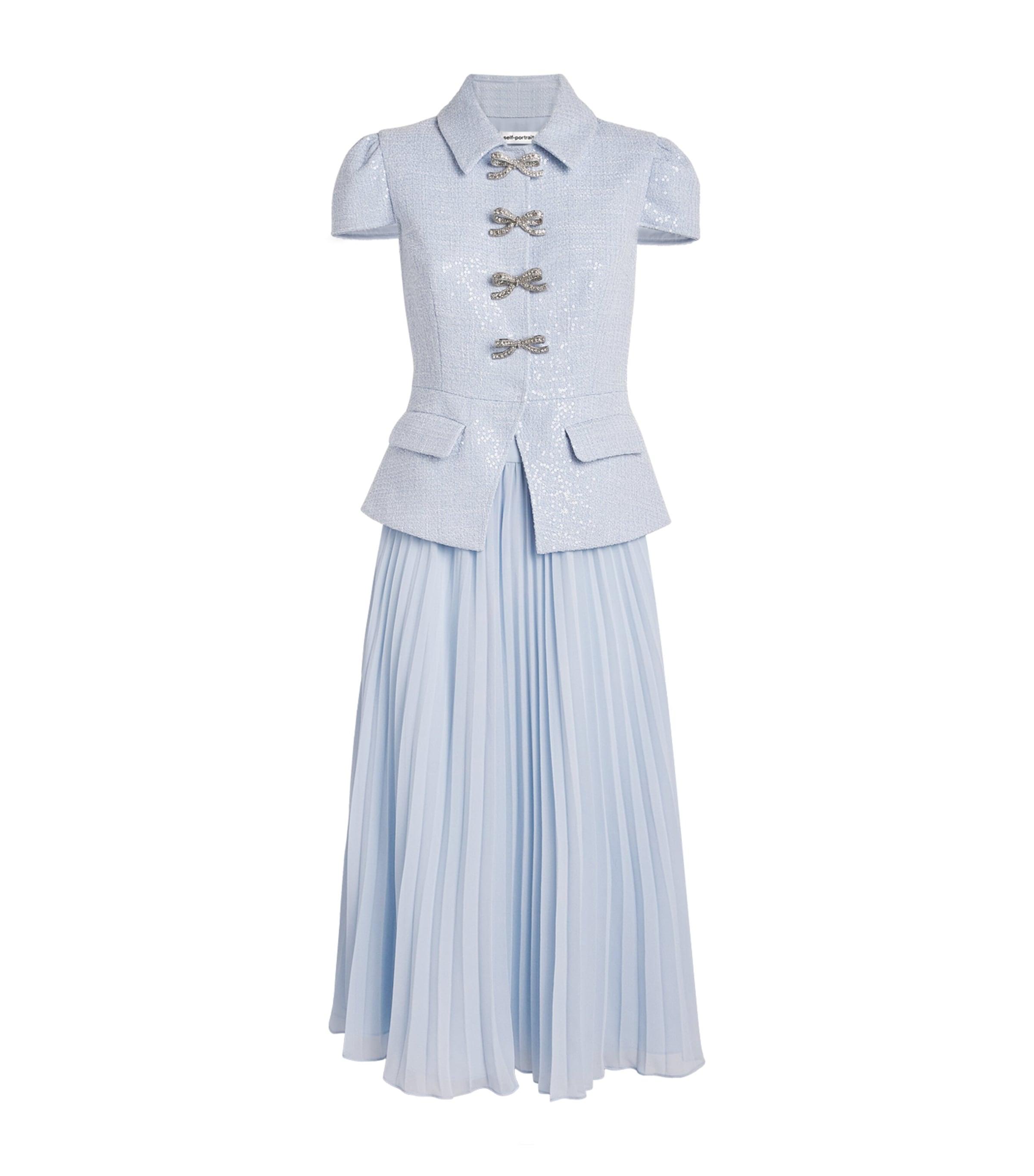 blue chiffon bow midi dress Pomona Blue Floral Chiffon Ruffle Bow Puff Sleeve Midi Dress  Finery London