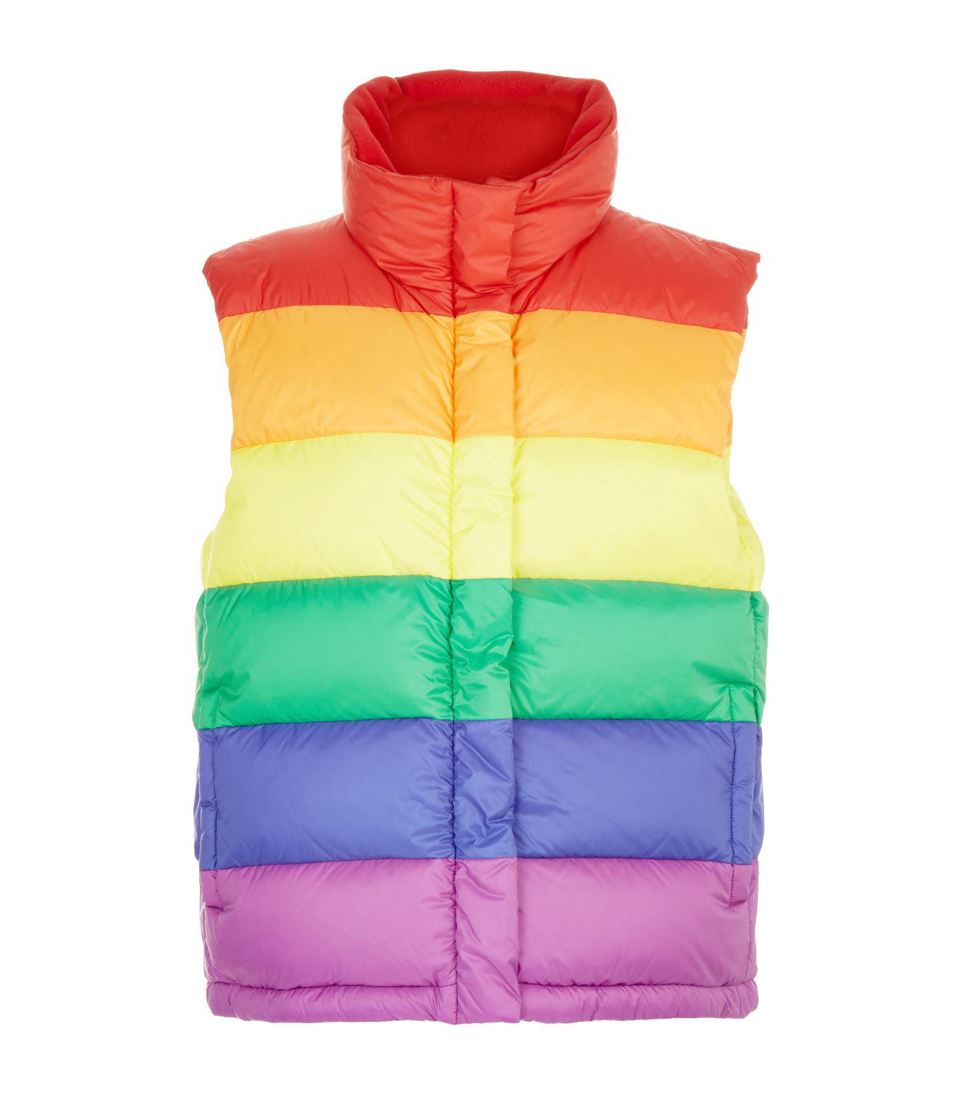 Burberry Fleece Rainbow Puffer Vest in Green | Lyst