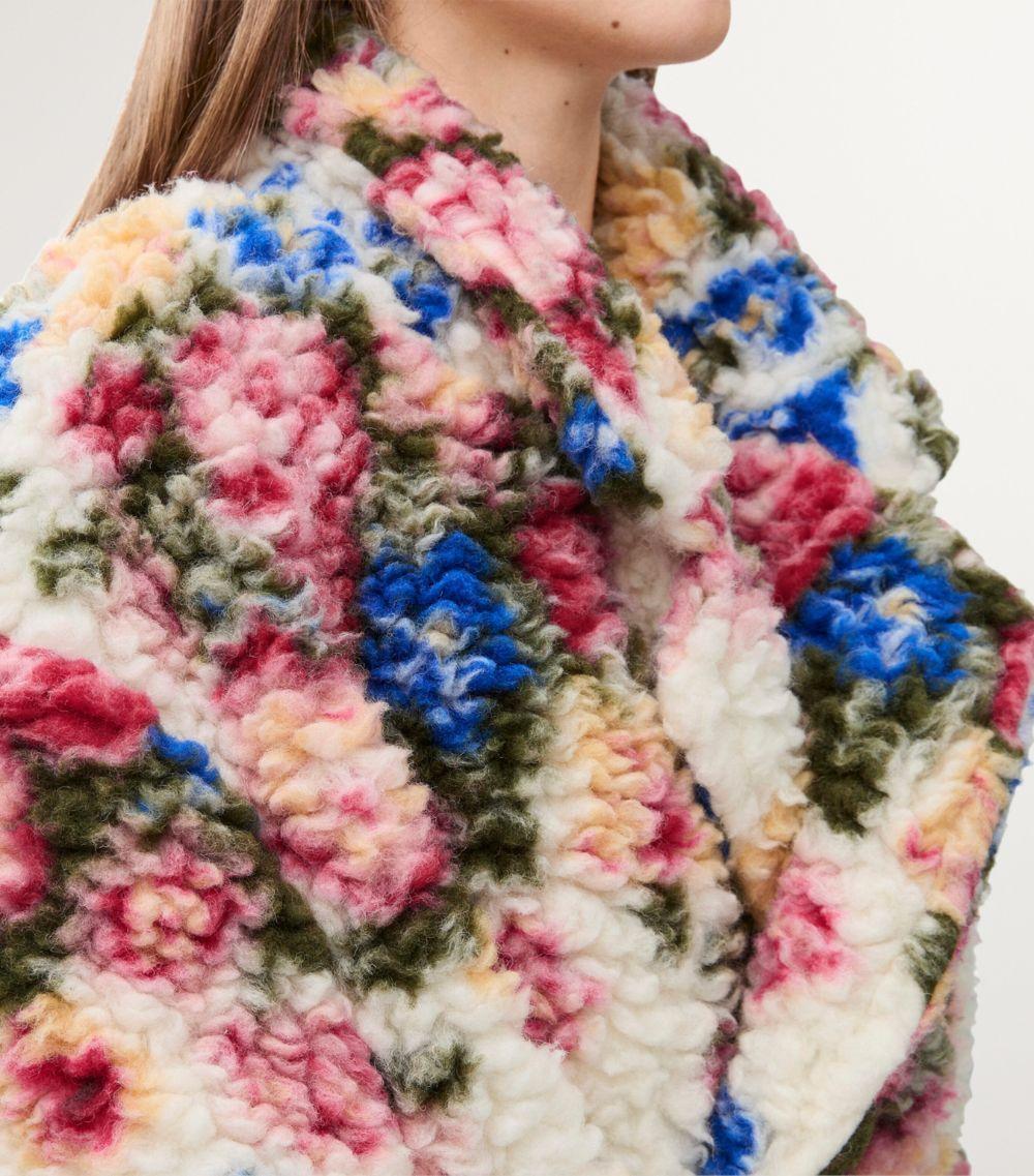 Loewe Belted Floral Double-Breasted Coat in White | Lyst