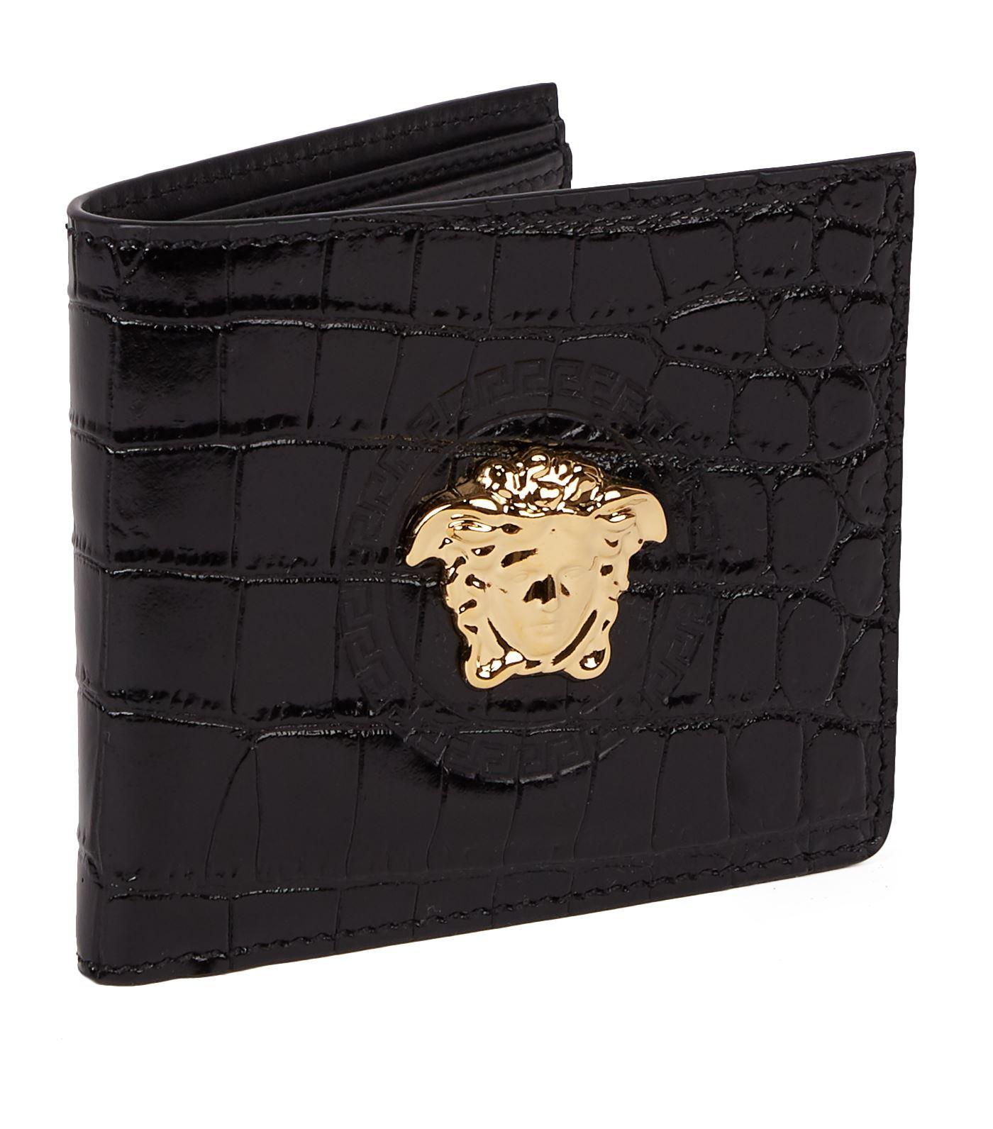 Versace Leatherembossed Medusa Wallet in Black for Men Lyst