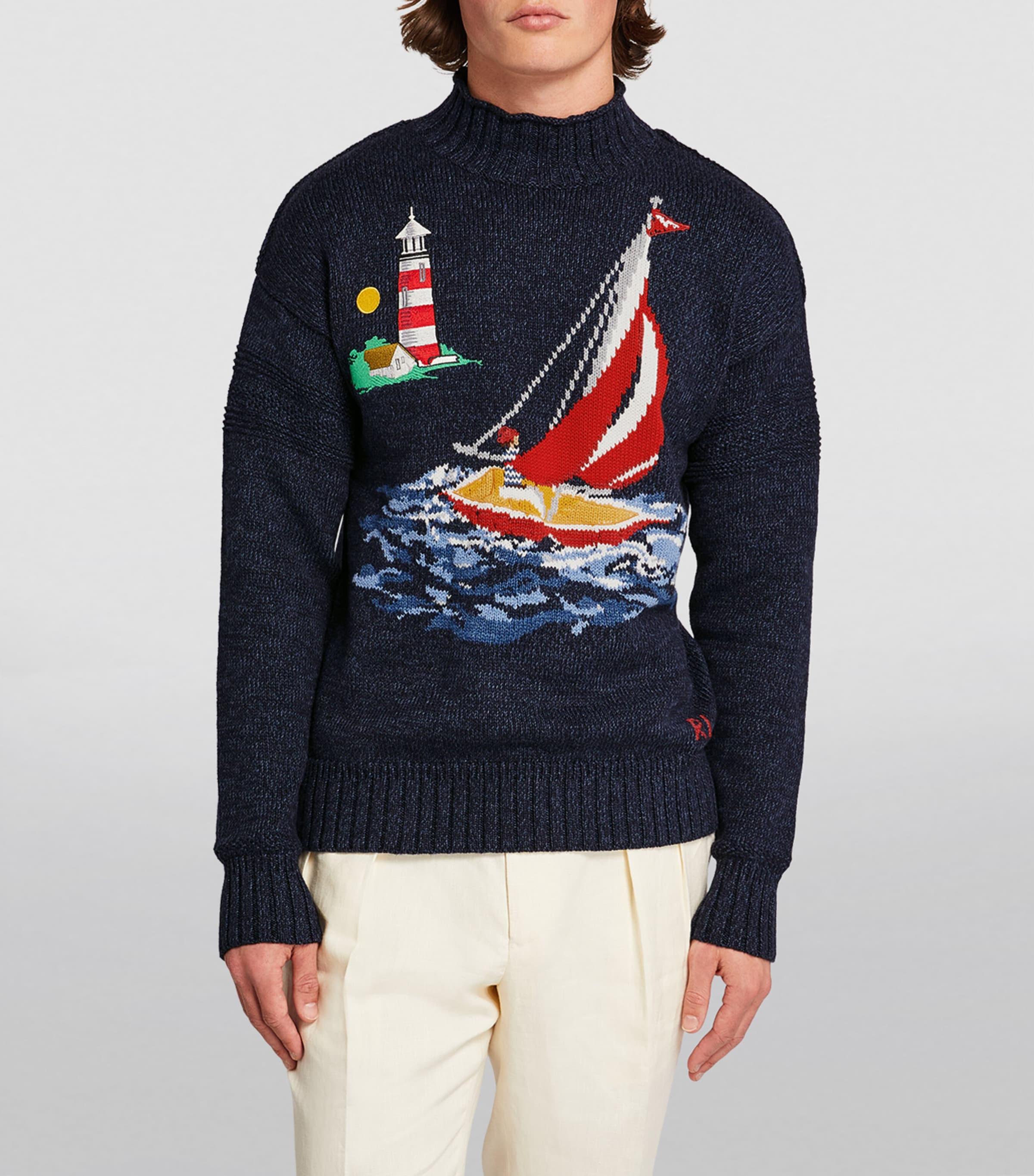 Polo Ralph Lauren Cotton Sailboat Sweater in Blue for Men Lyst