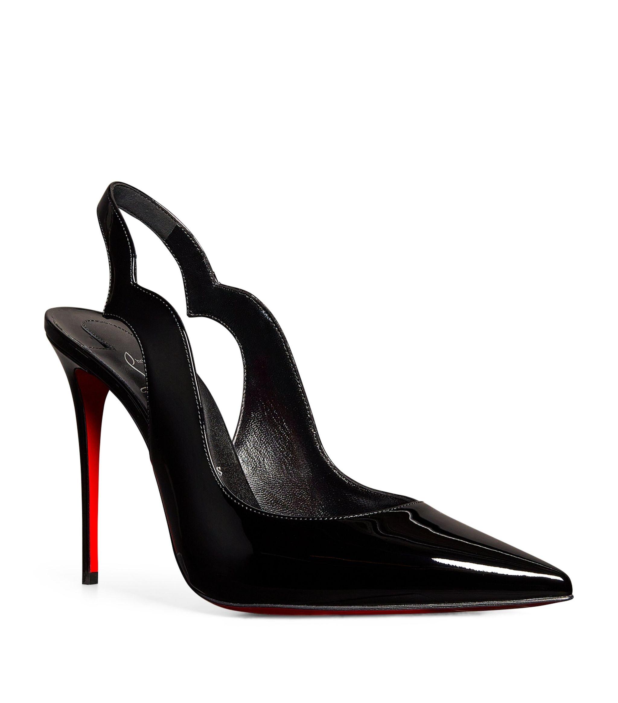 $900 Christian Louboutin So Private 120mm Black Gold Leather Sling Pumps SZ  35 5 - Lust4Labels