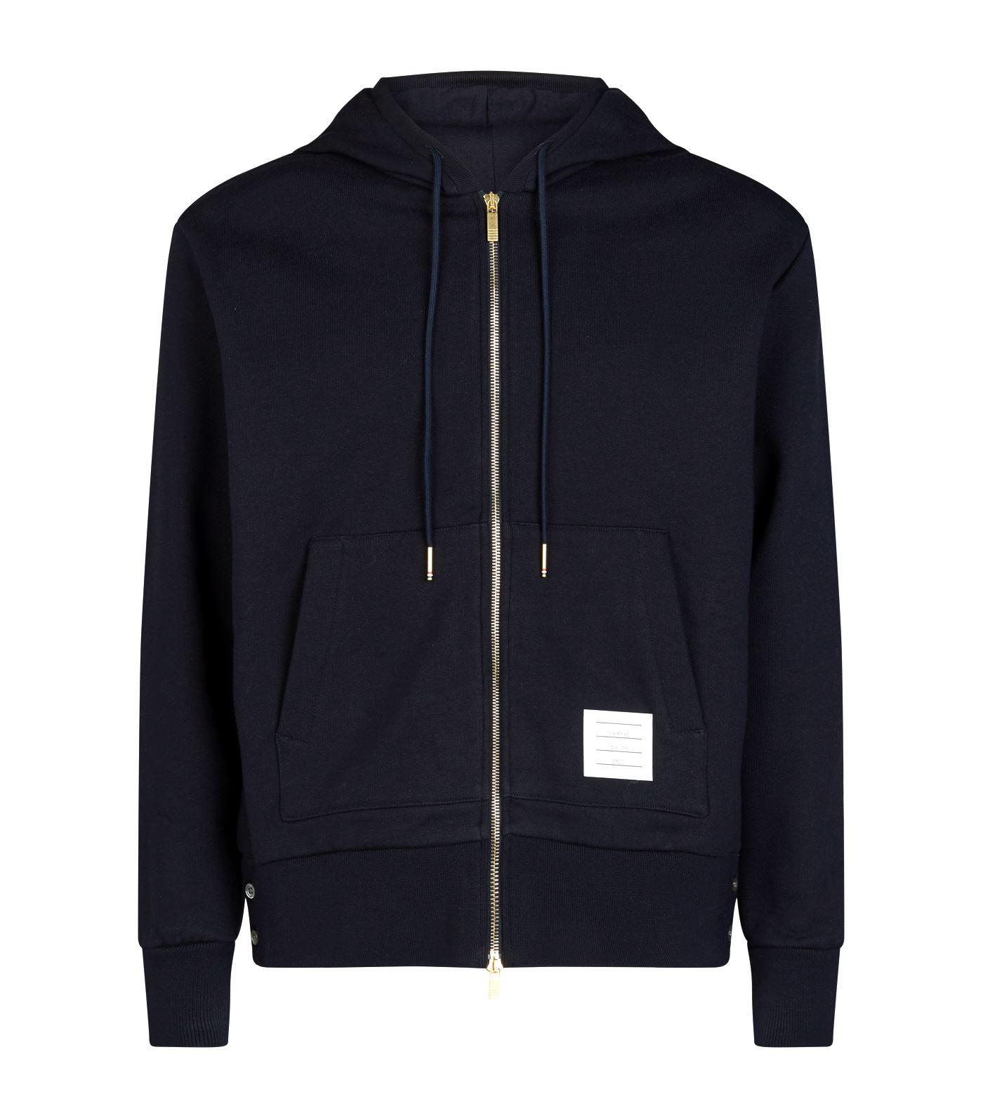 Thom Browne Tricolour Zip-up Hoodie in Blue for Men - Lyst