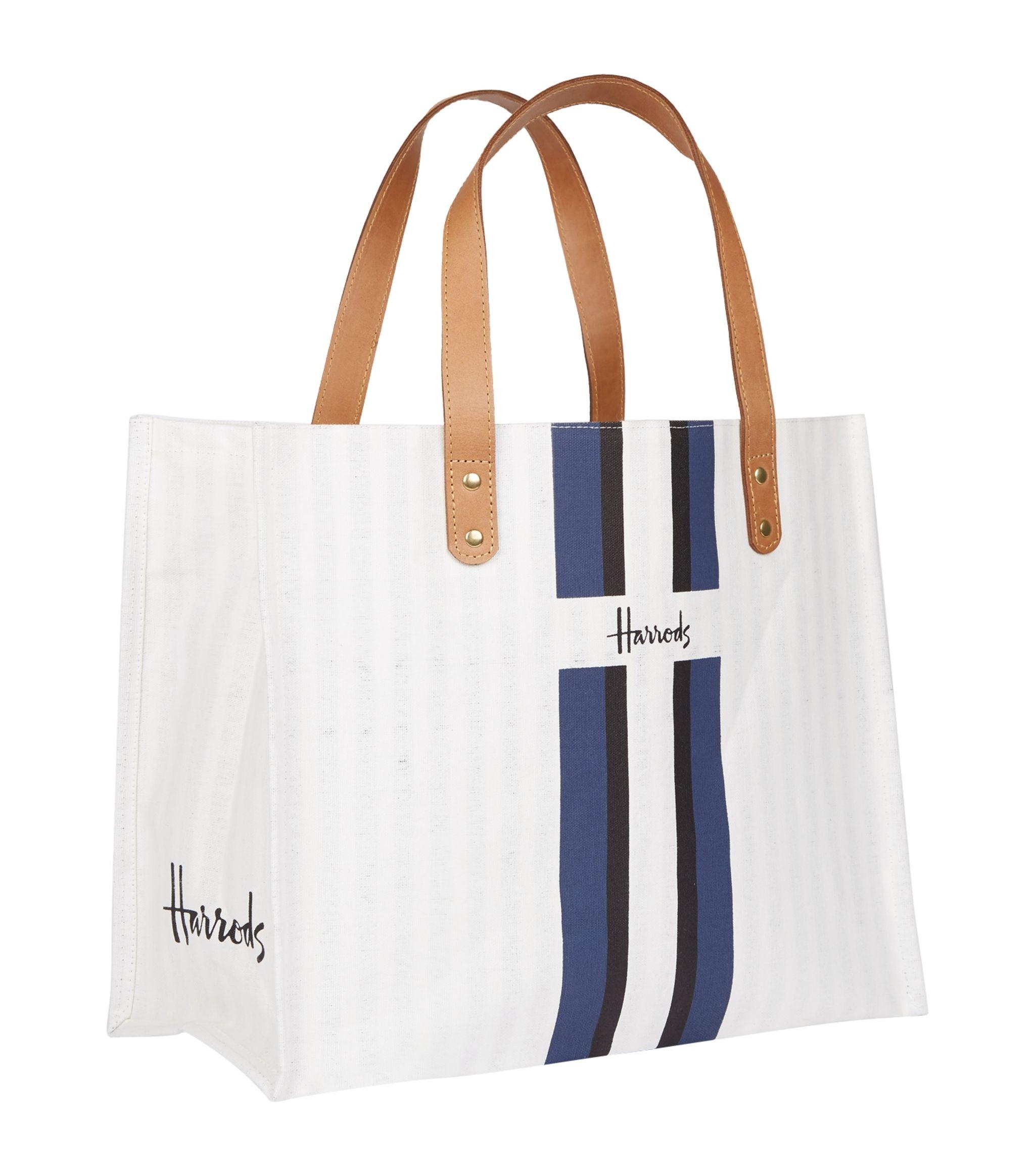 Harrods Logo Stripe Grocery Shopper Bag in Blue | Lyst