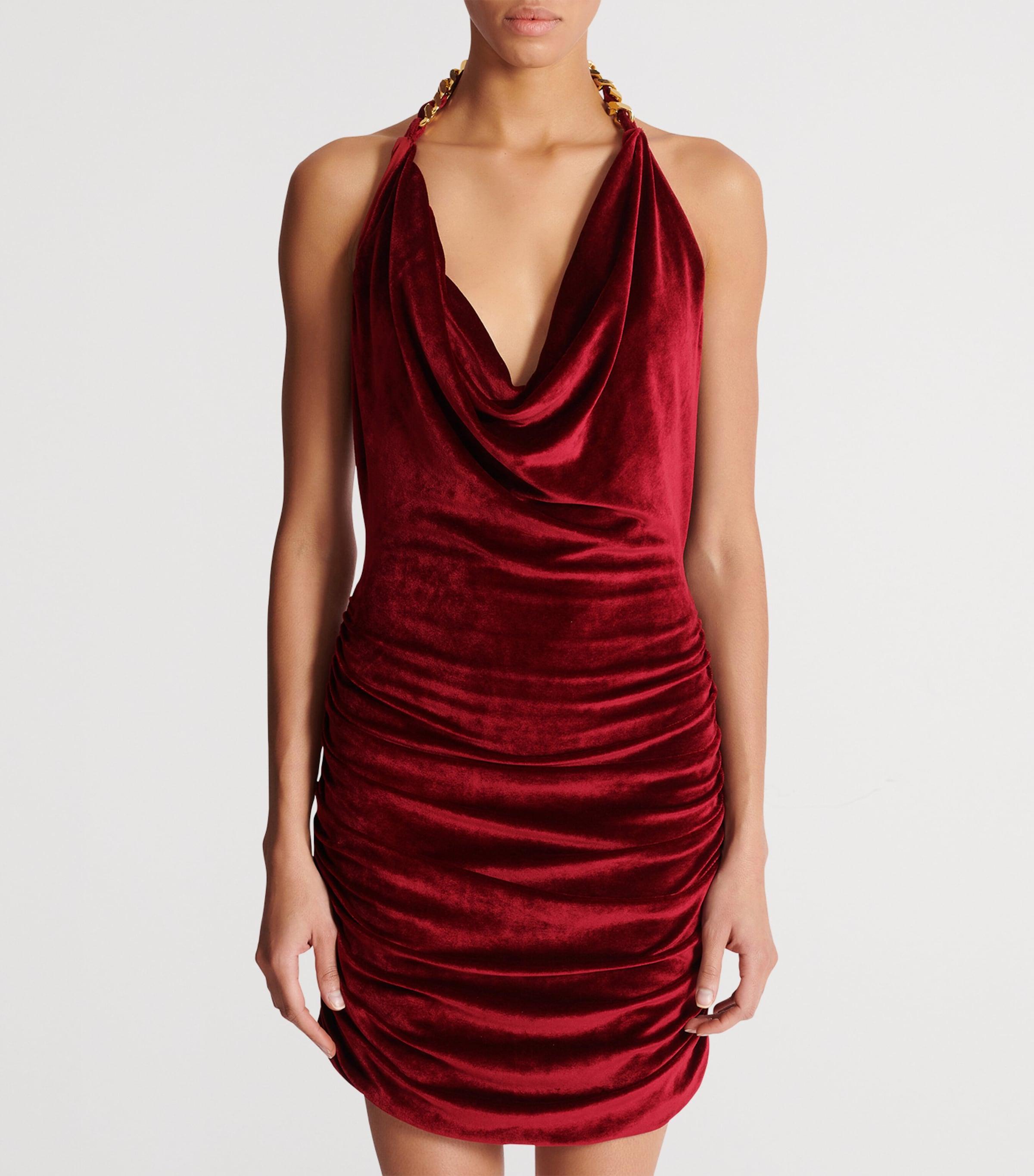 【関税&送料込み】Balmain Burgundy Viscose Blend Dress Balmain Burgundy Viscose Blend Dress in Red | Lyst