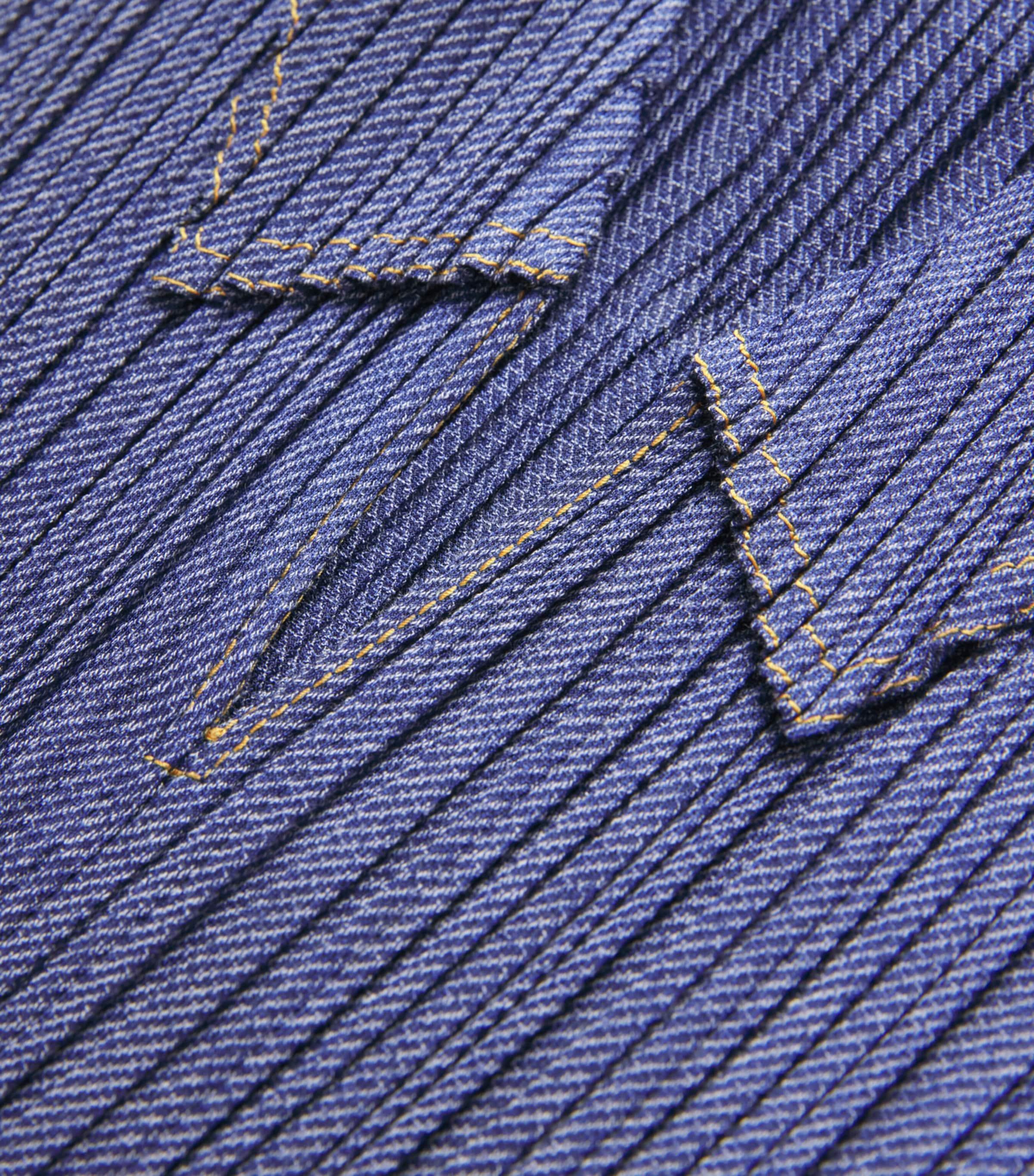Pleats Please Issey Miyake Pleated Cotton Denim Shirt in Blue