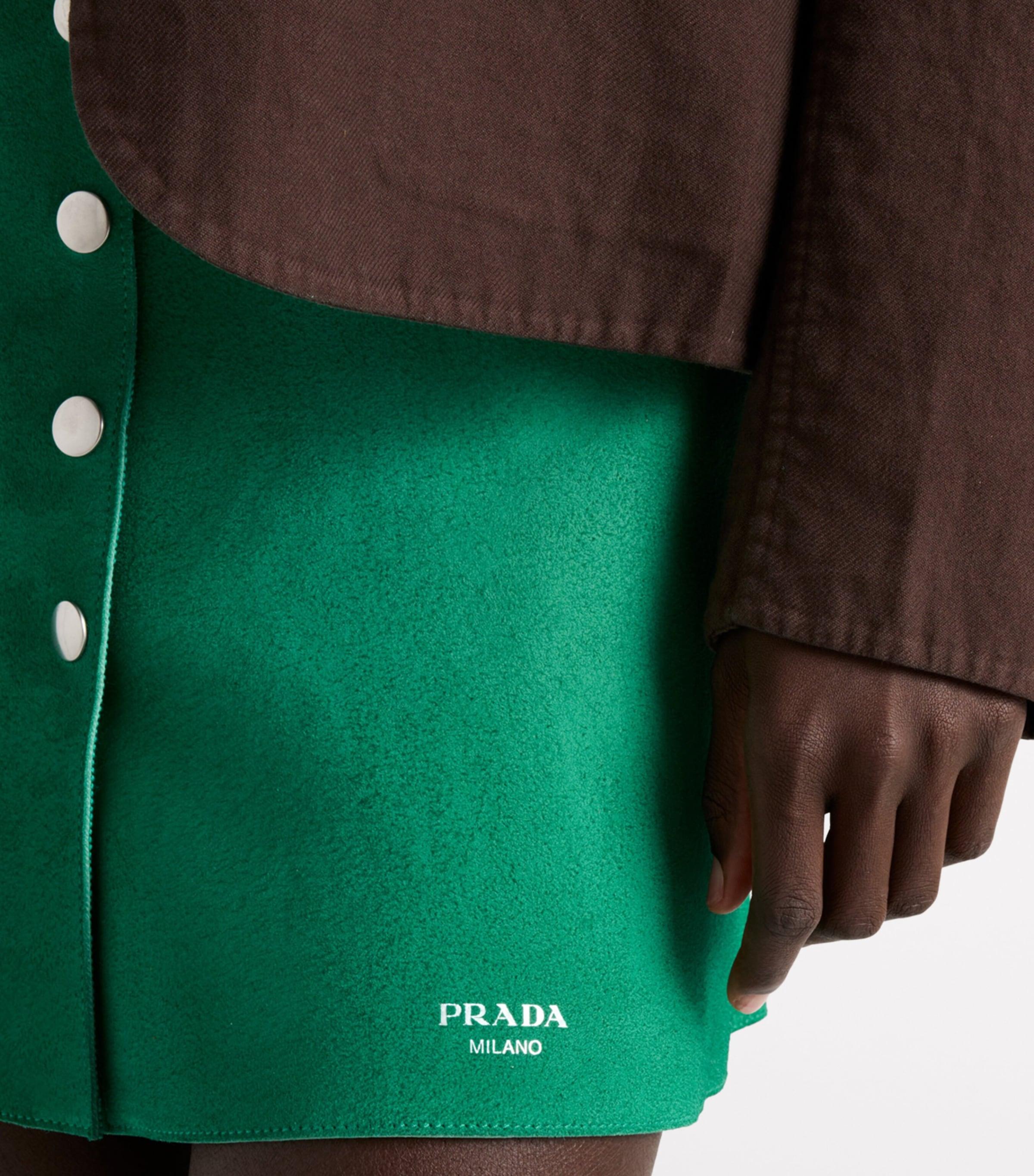 Prada Suede Mini Skirt in Green | Lyst UK