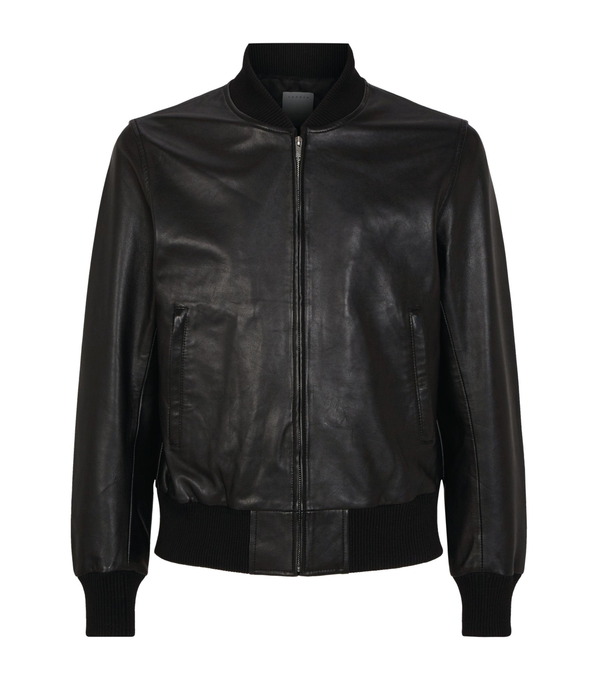 Sandro Leather Bomber Jacket in Black for Men - Save 21% - Lyst