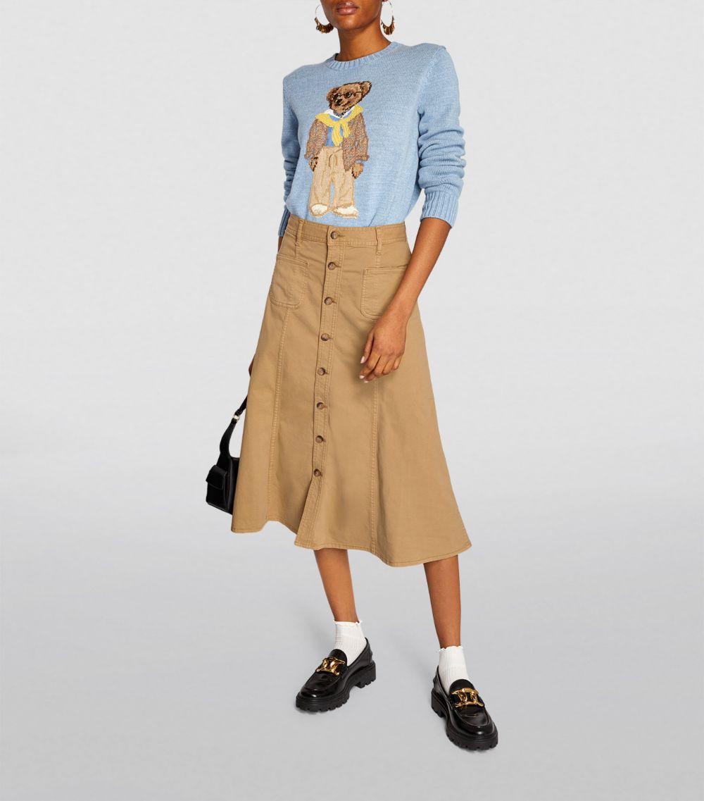 スカート Polo Ralph Lauren A-Line Button-Down Skirt With Subtle Polo Ralph Lauren A-Line Button-Down Midi Skirt in Natural