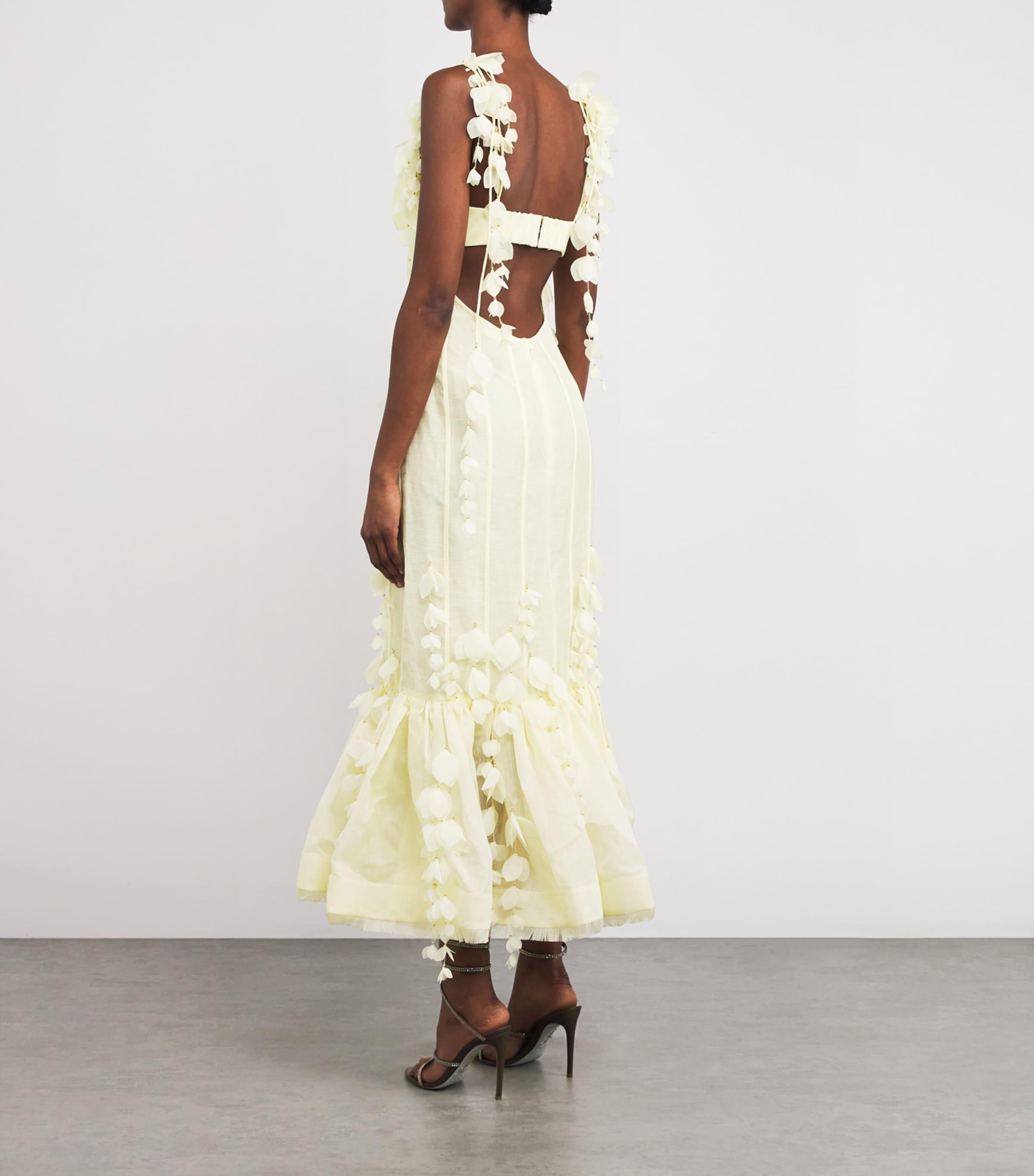 zimmermann silk petal twist dress Zimmermann Petal Midi Dress in Yellow