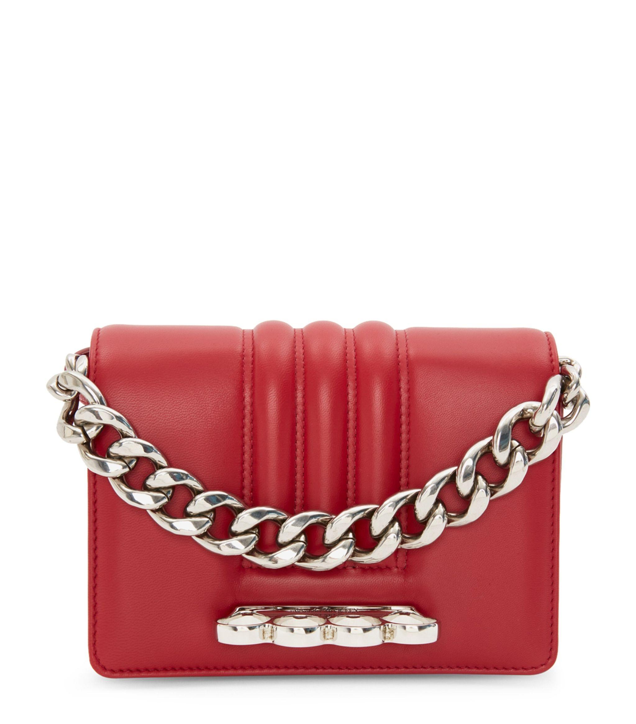 Alexander McQueen Leather The Four Ring Shoulder Bag in Burgundy (Red ...