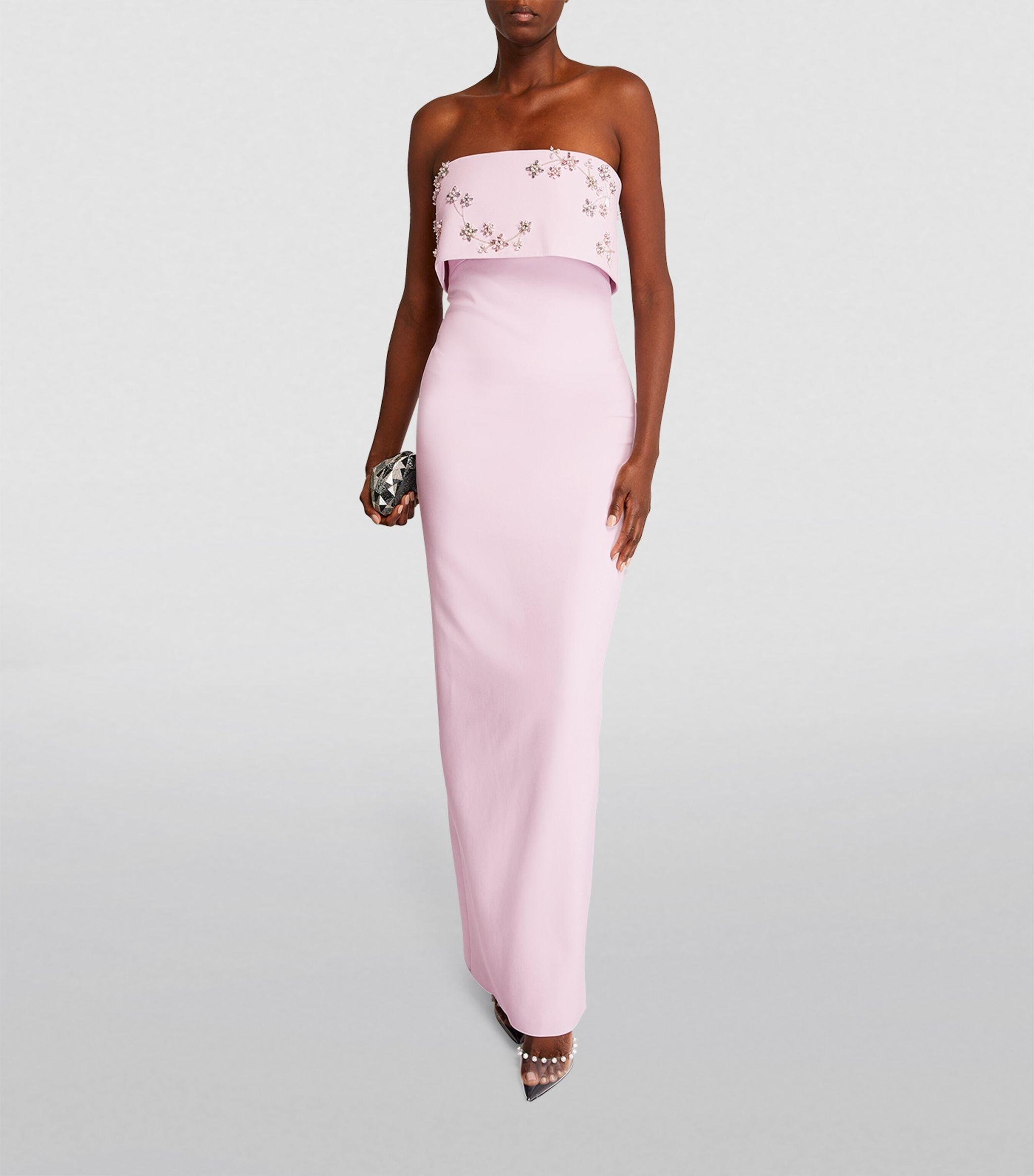 Safiyaa Strapless Floral-embellished Gown in Pink | Lyst
