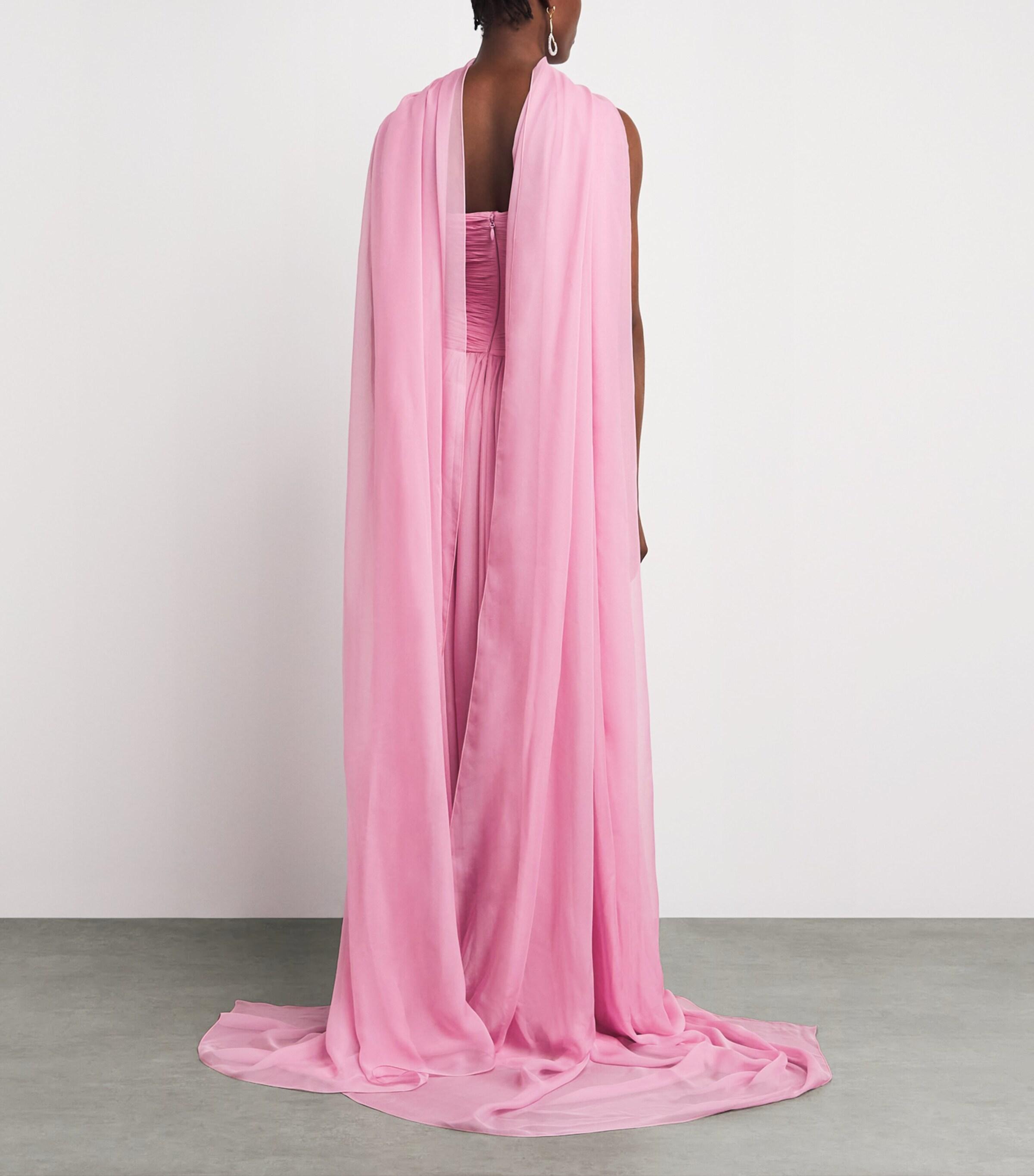 Zuhair Murad Silk Chiffon Strapless Gown in Pink