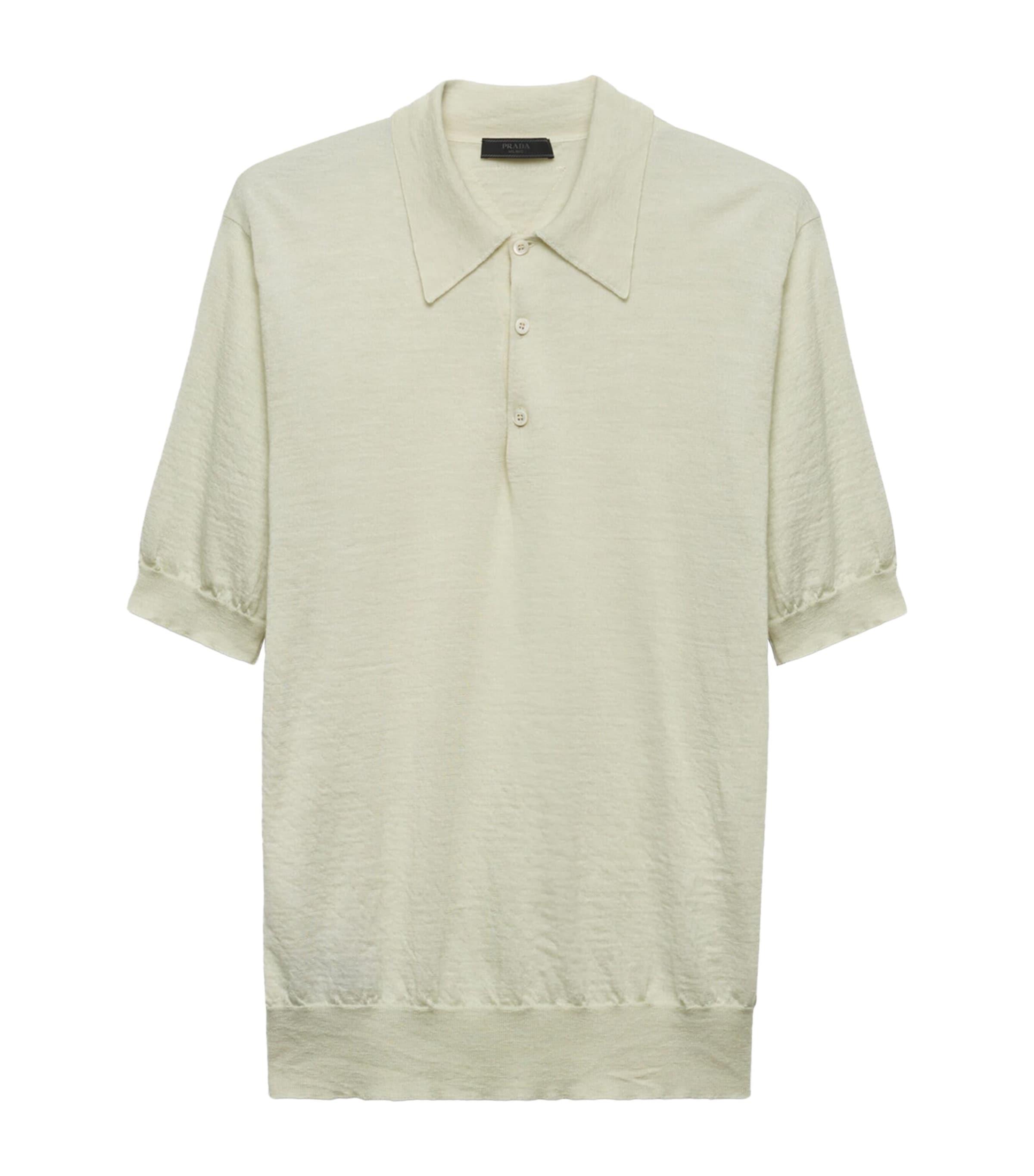 Prada Cashmere Polo Shirt in White for Men Lyst UK