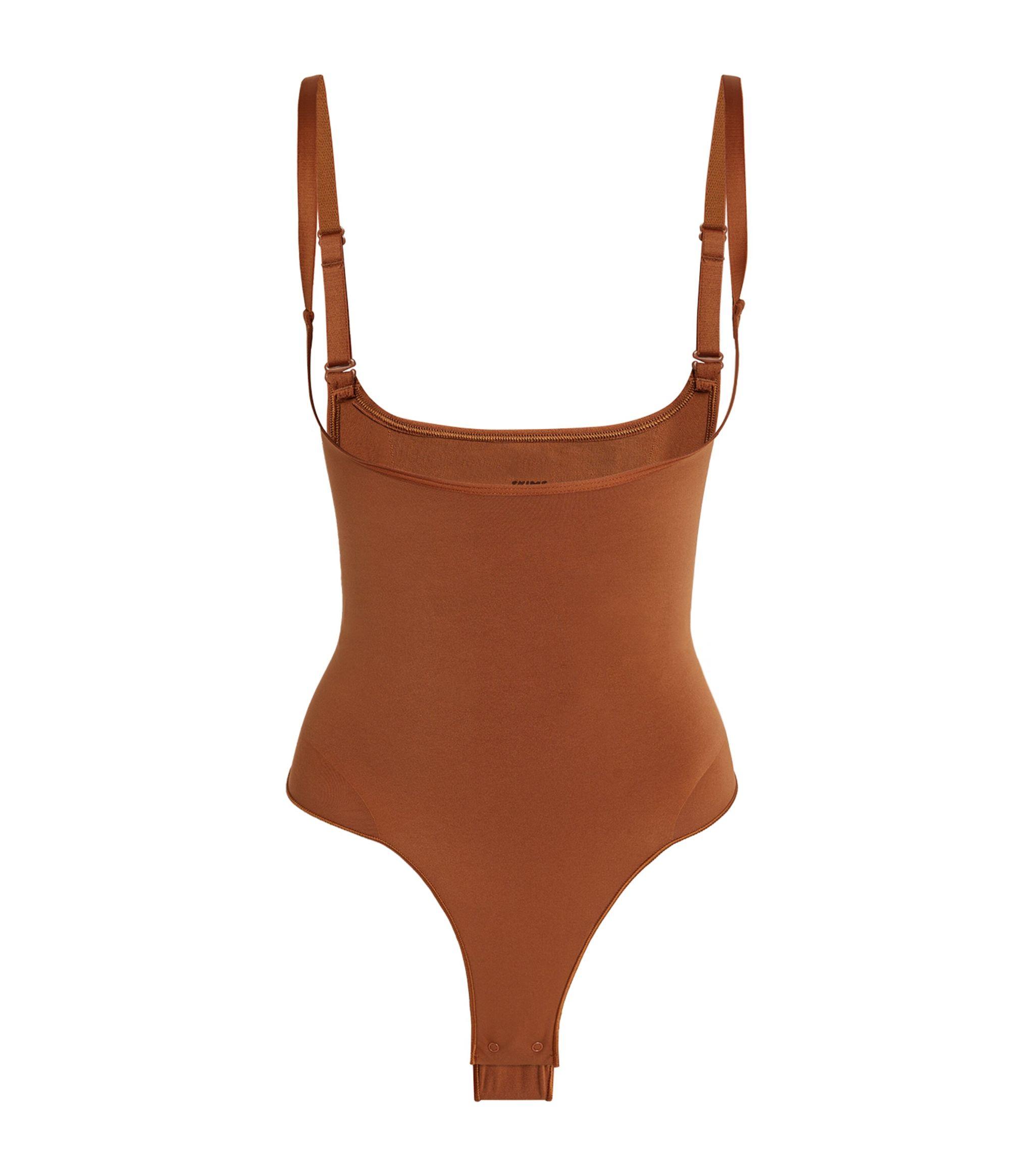Skims Seamless Sculpt Openbust Bodysuit in Brown Lyst