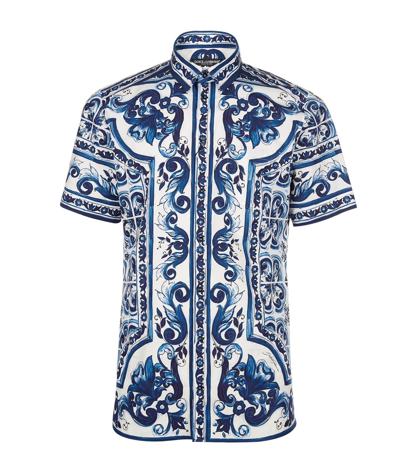 Dolce & Gabbana Tile Print Shirt in Blue for Men | Lyst
