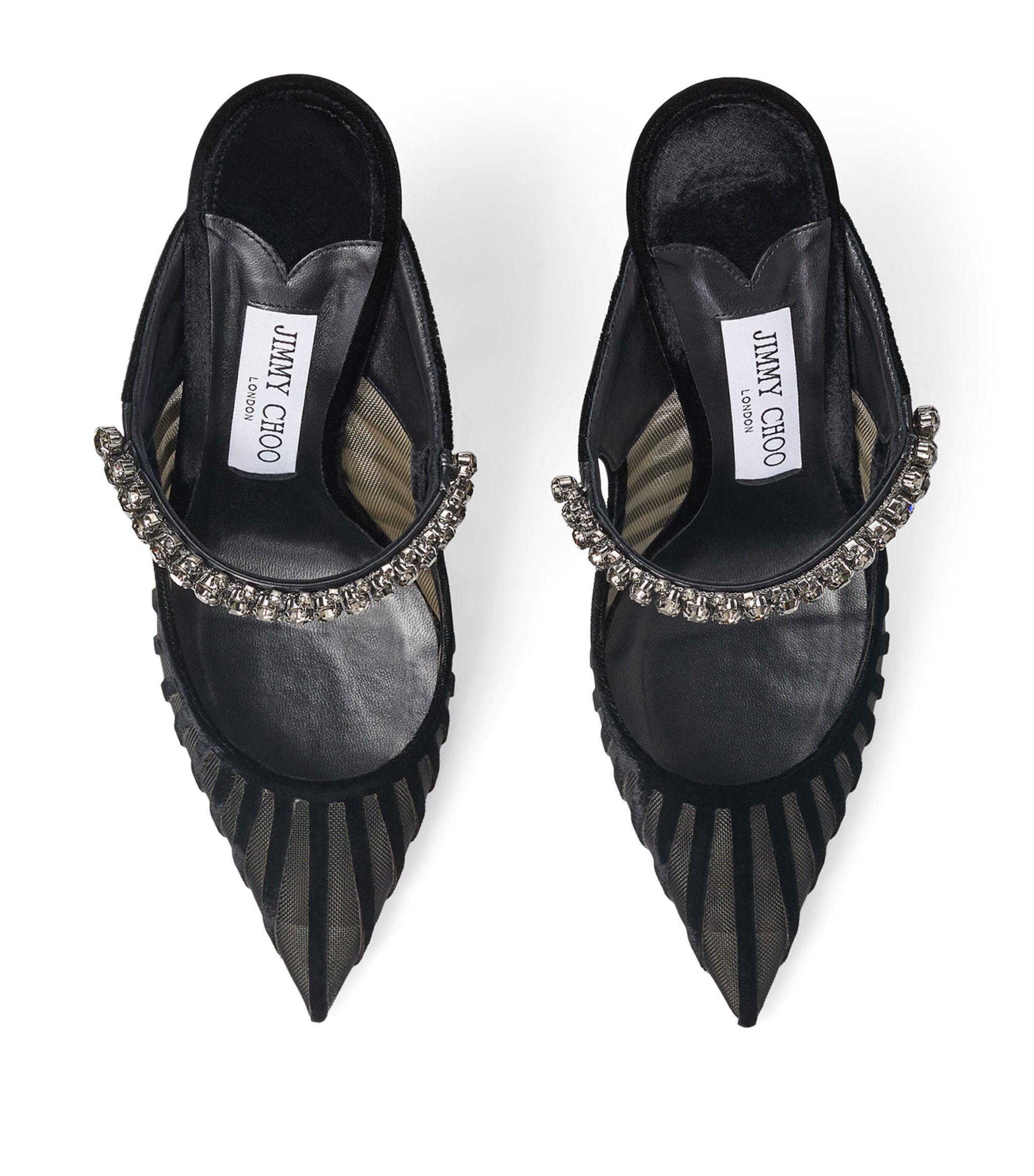 Jimmy Choo Bing 100 Striped Mules in Black | Lyst