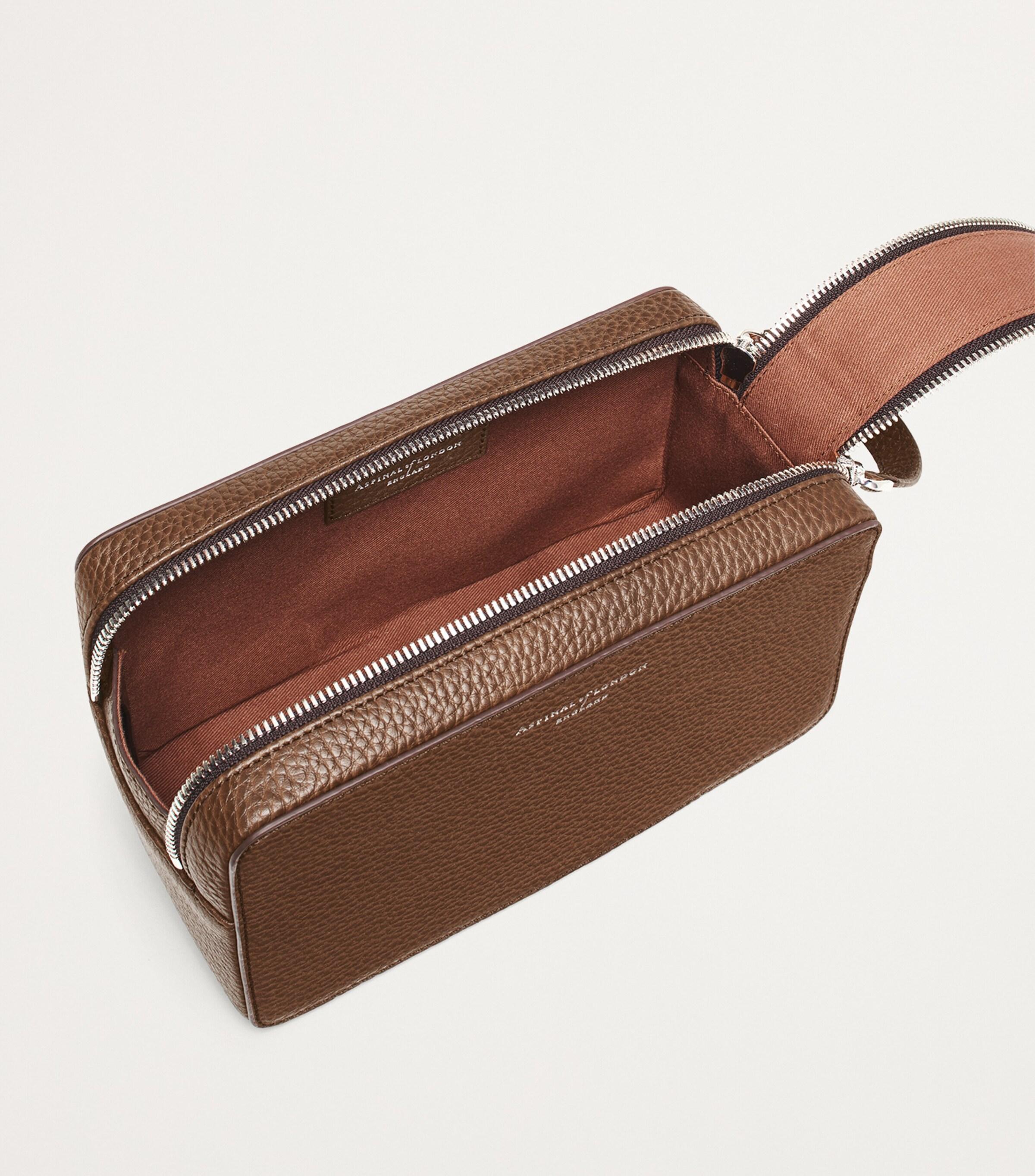 Aspinal of London Leather Mount Street Toiletries Bag in Brown