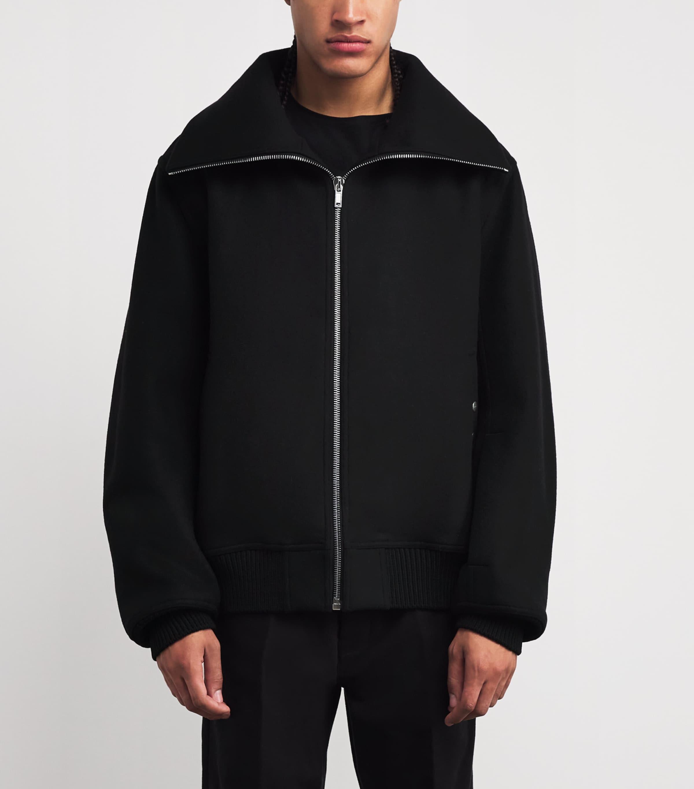 Rick Owens Virgin Wool Melton Blixa Dracucollar Jacket in Black 
