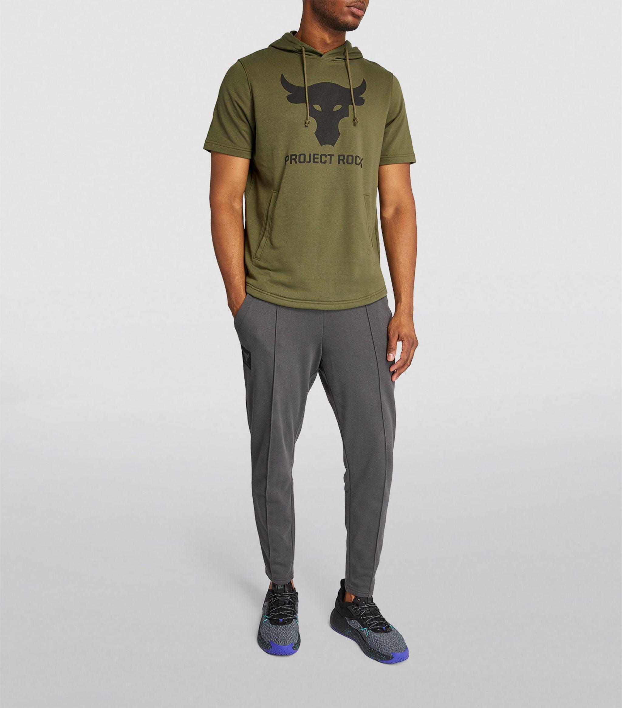 Under Armour Project Rock Short sleeve Hoodie in Green for Men