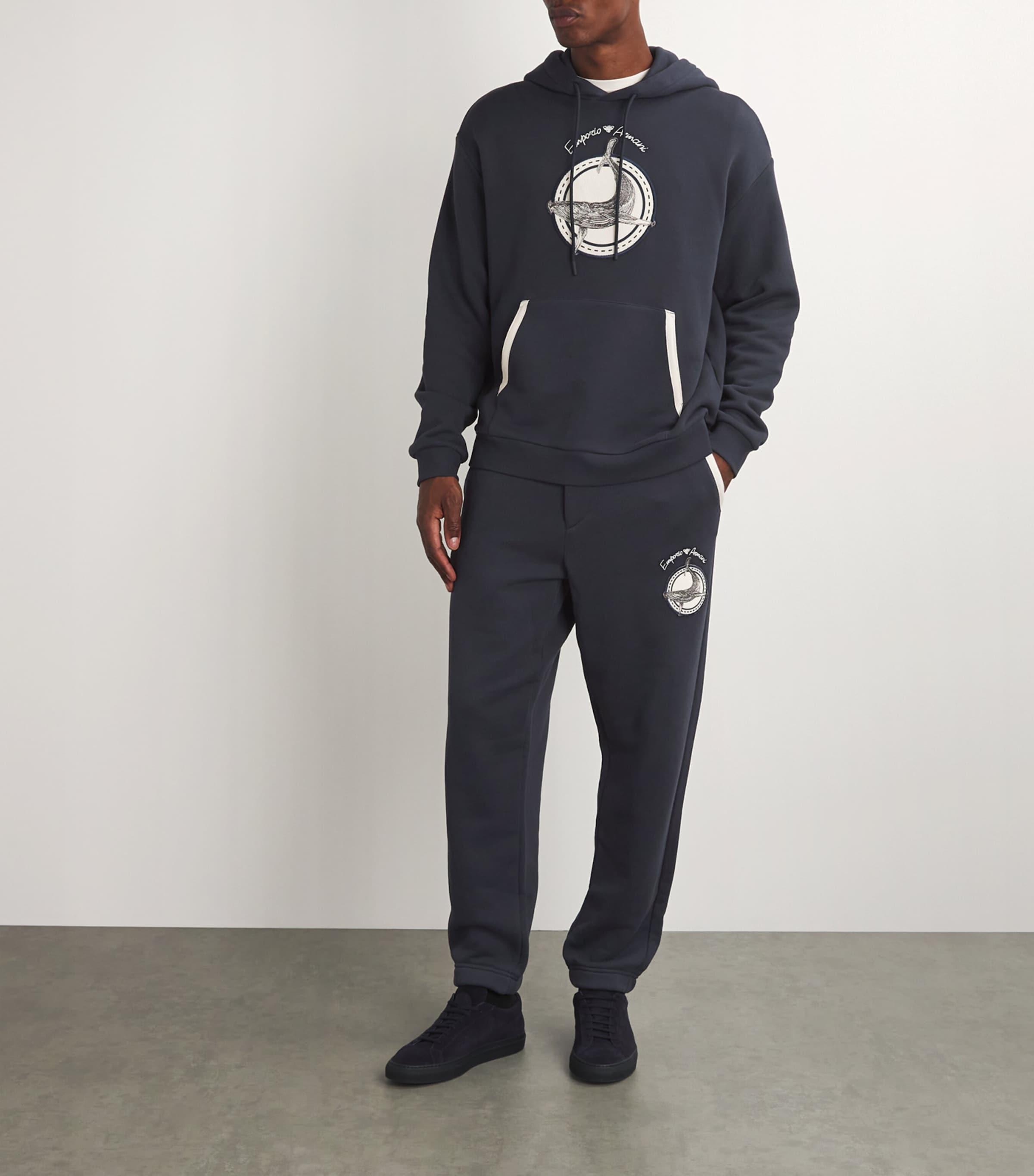 【EMPORIO ARMANI】 Men's Whale Patch Hoodie ★ Navy emporio-armani-Blue-Cotton-