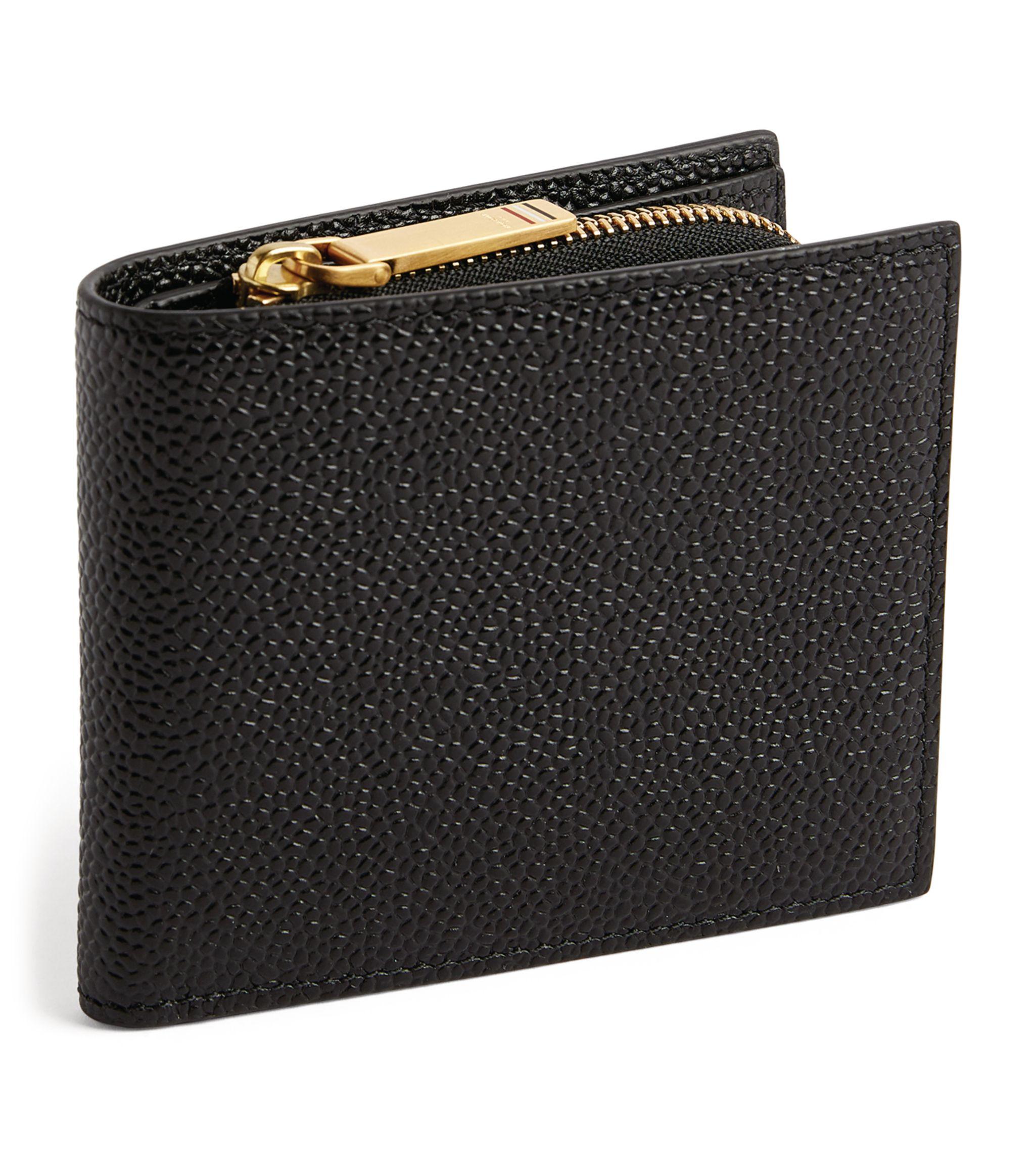 Thom Browne Grained Leather Bifold Wallet in Black for Men - Lyst