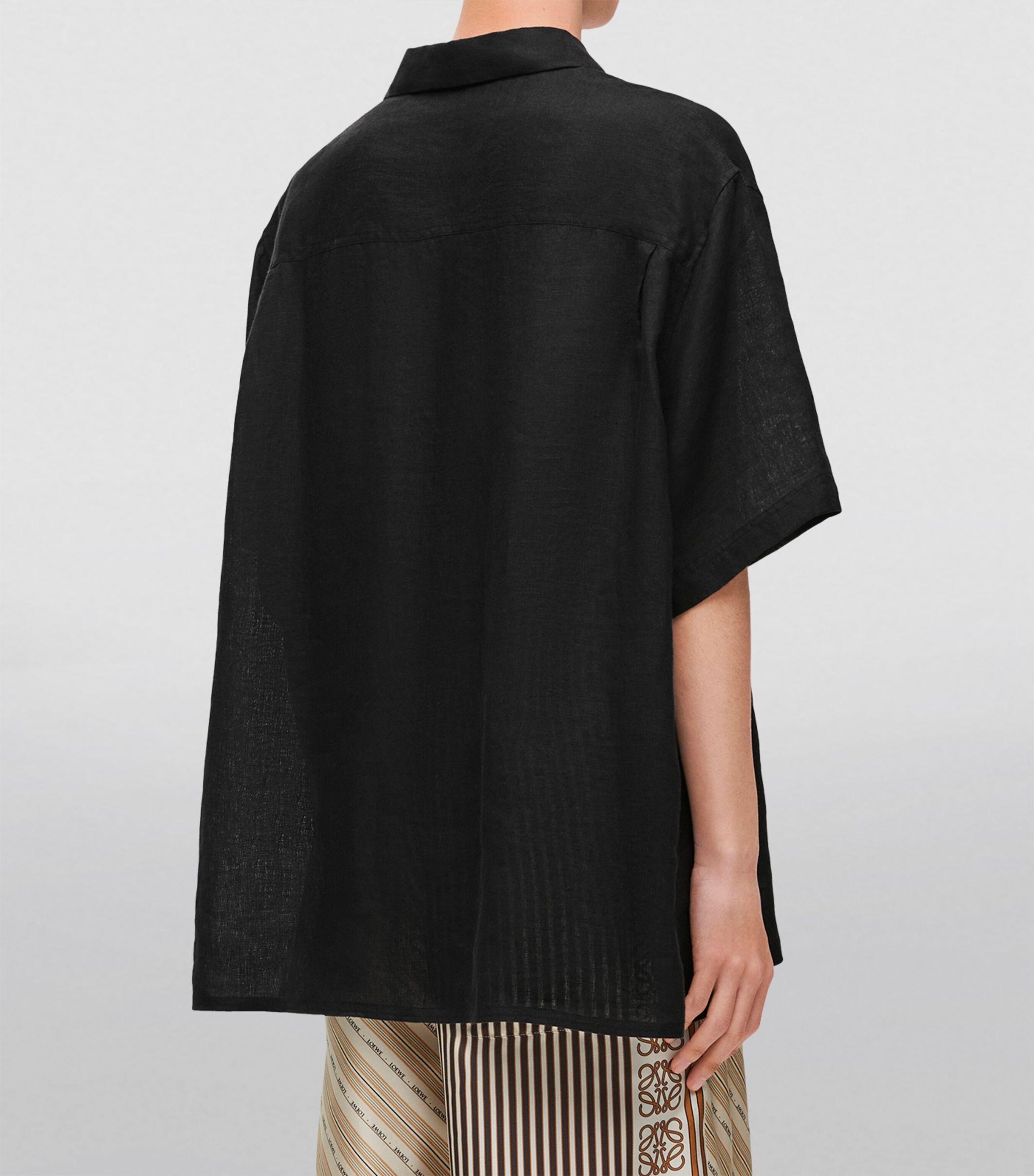 Loewe X Paula's Ibiza Linen Logo Short-sleeve Shirt in Black for