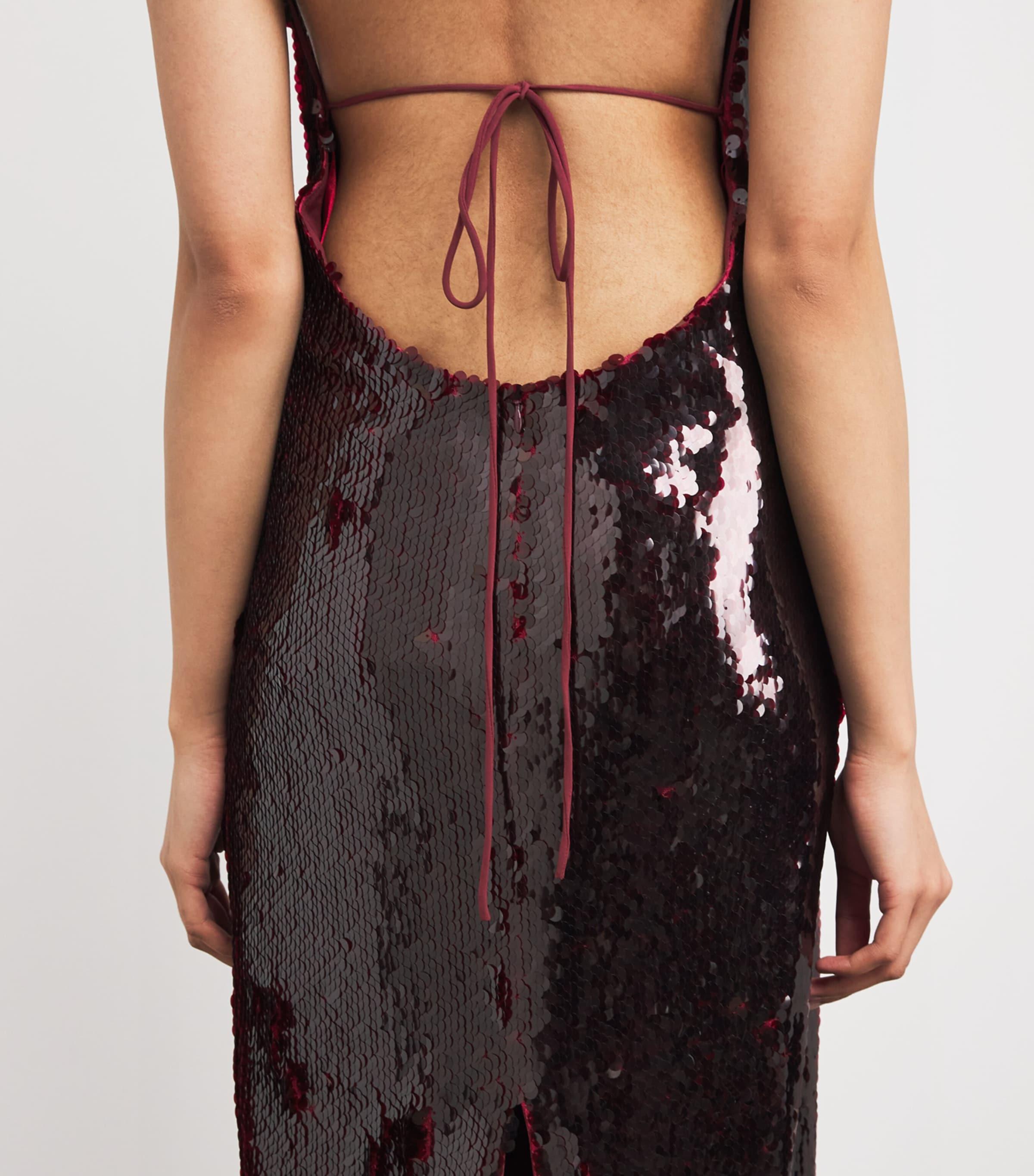 Magda Butrym Sequin Ruffle Maxi Dress in Purple | Lyst
