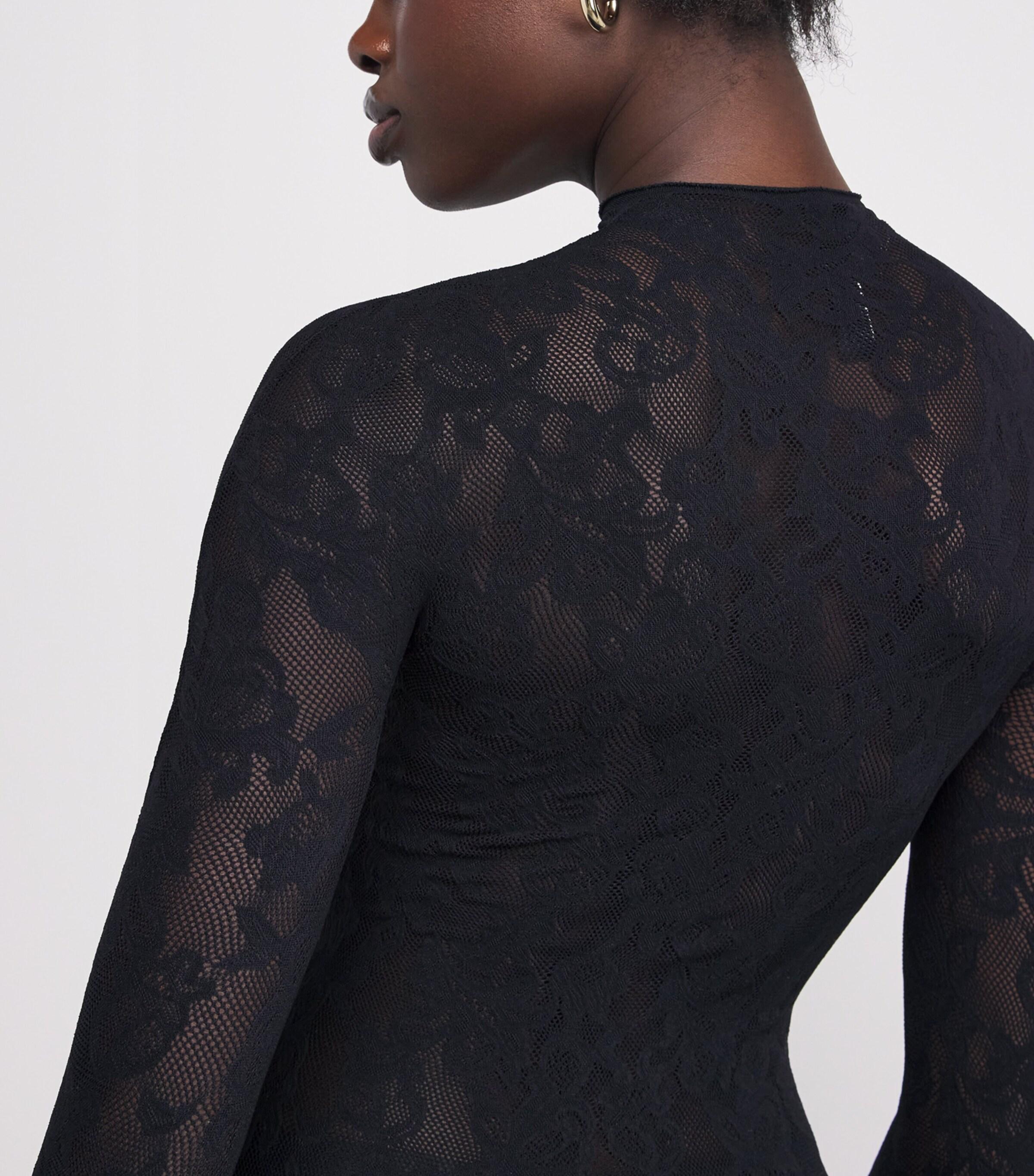 skims lace long sleeve dress NWT SKIMS Lace Turtleneck Mini Dress Long