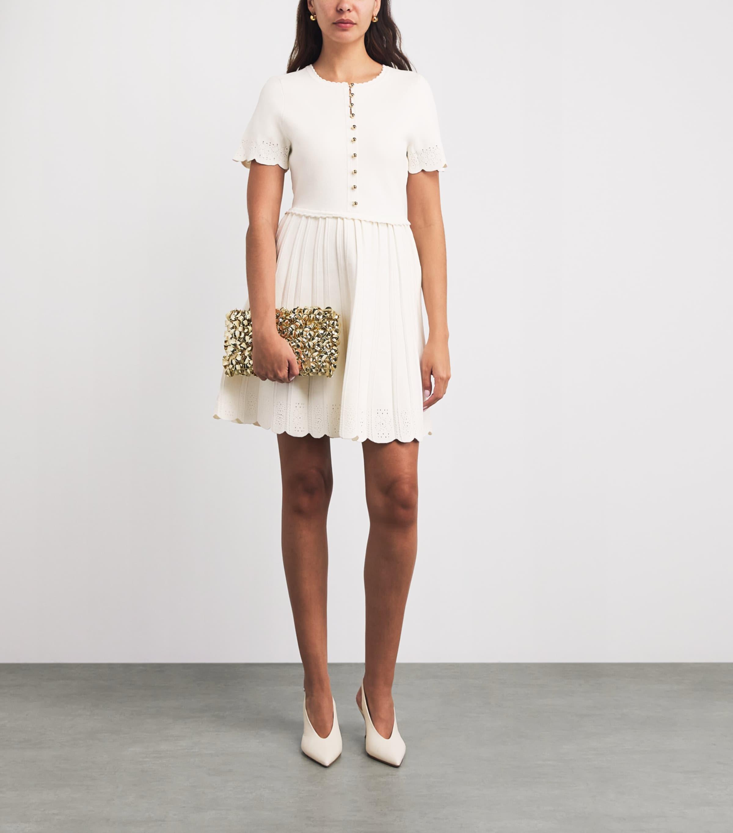 Sandro Knitted Pointelle Mini Dress in White | Lyst