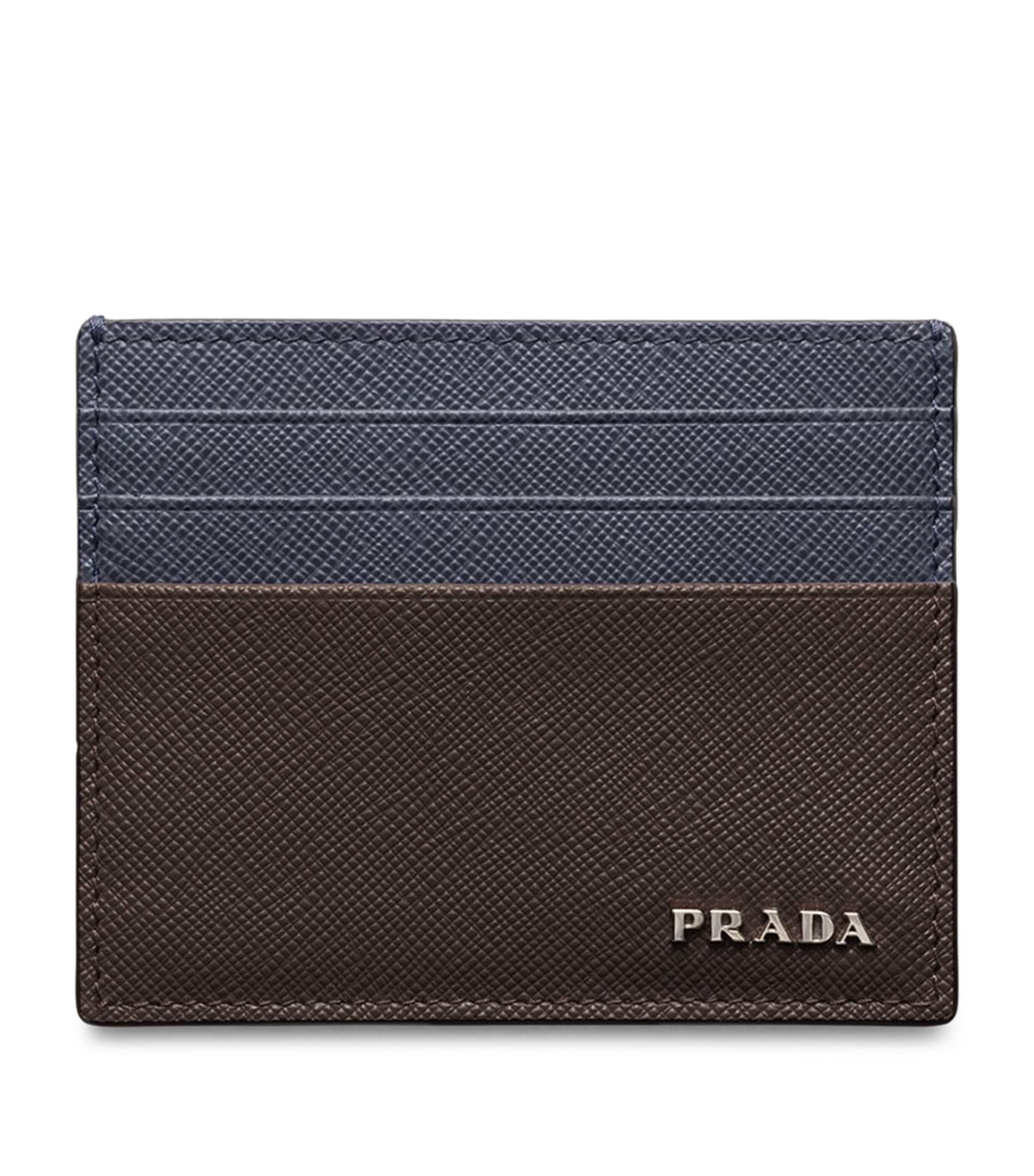 Prada Saffiano Leather Card Holder in Blue for Men Lyst UK