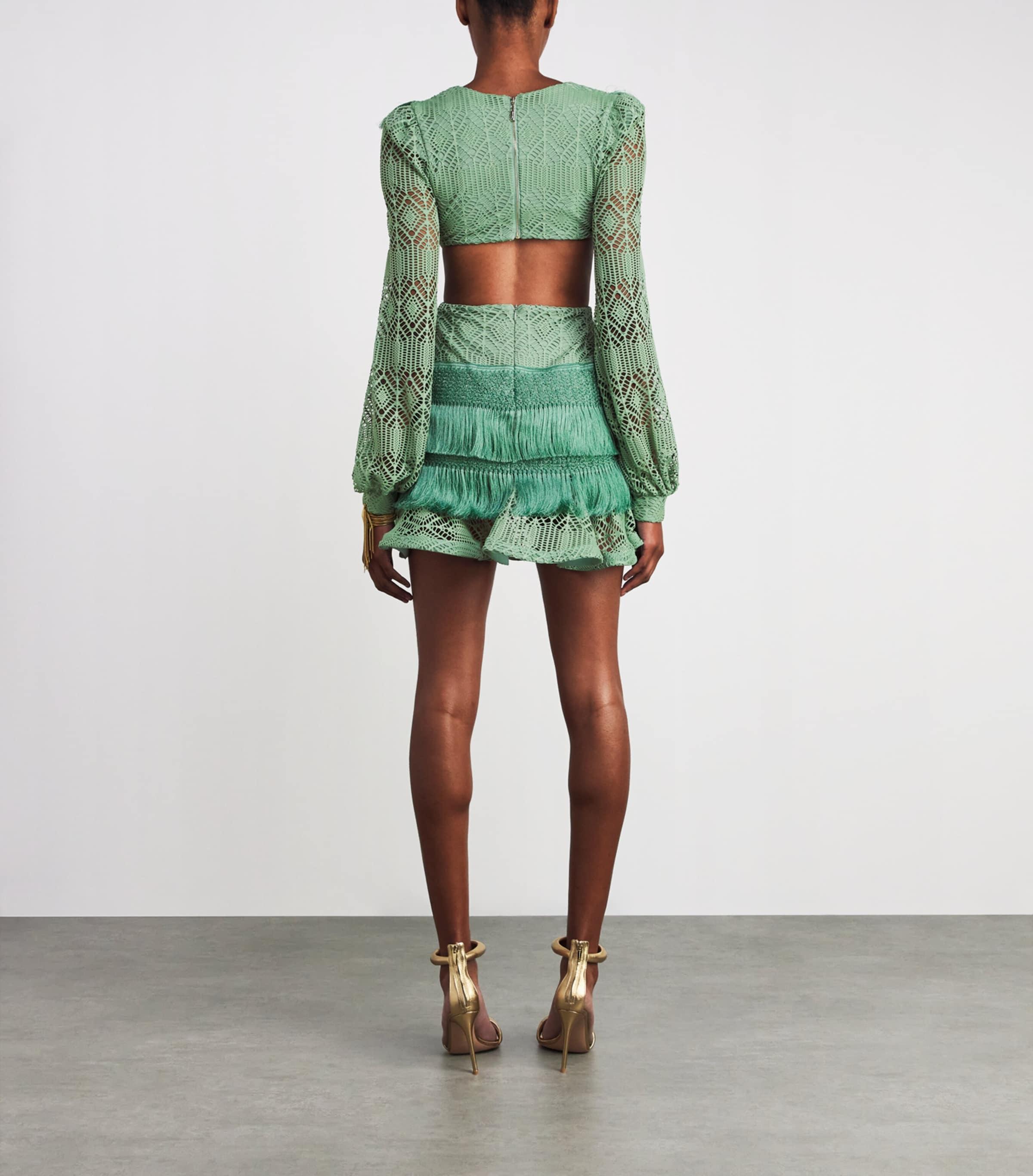 patbo green fringe dress PatBo – PatBo Amber Fringe Skirt in Barcelona or Shop Online Mujer  750-001742 01 main image 0