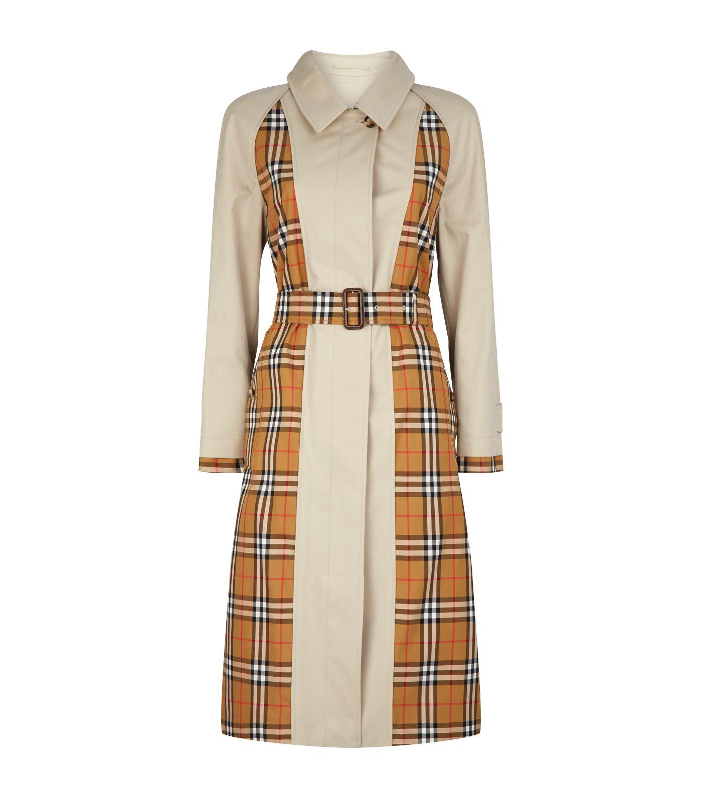 check print trench coat