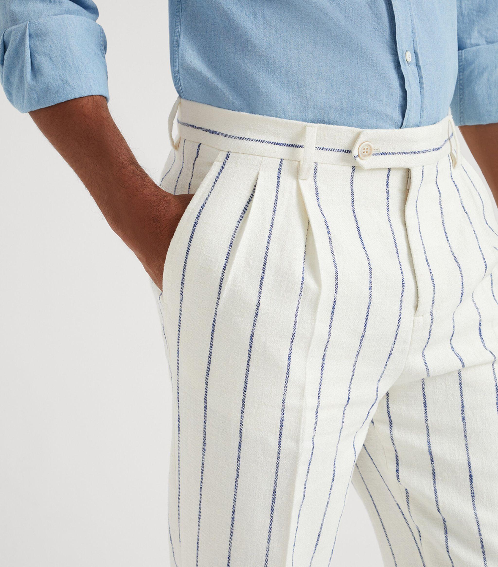 lidnm Wool Chalk Stripe Slacks M Chalk stripe pants hand made for