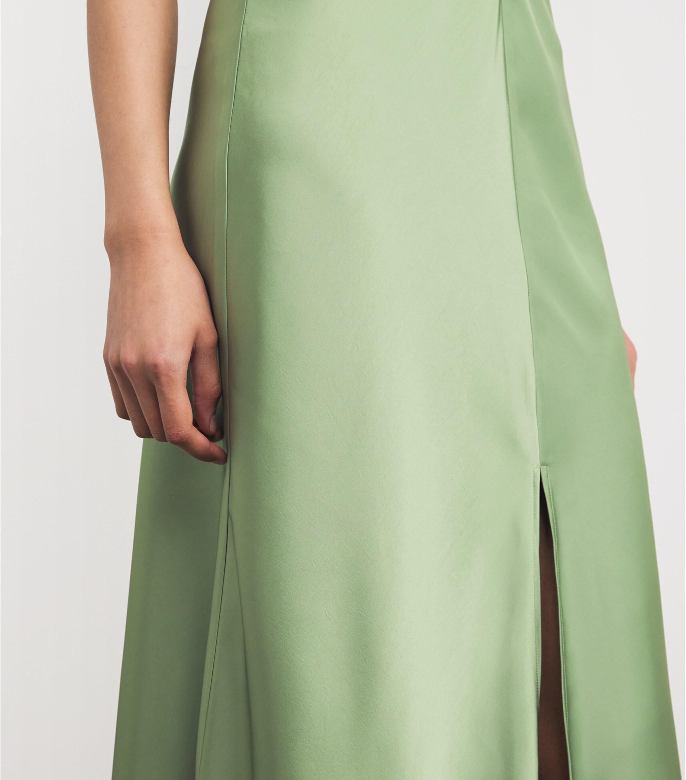 Claudie Pierlot Satin Sleeveless Midi Dress in Green | Lyst