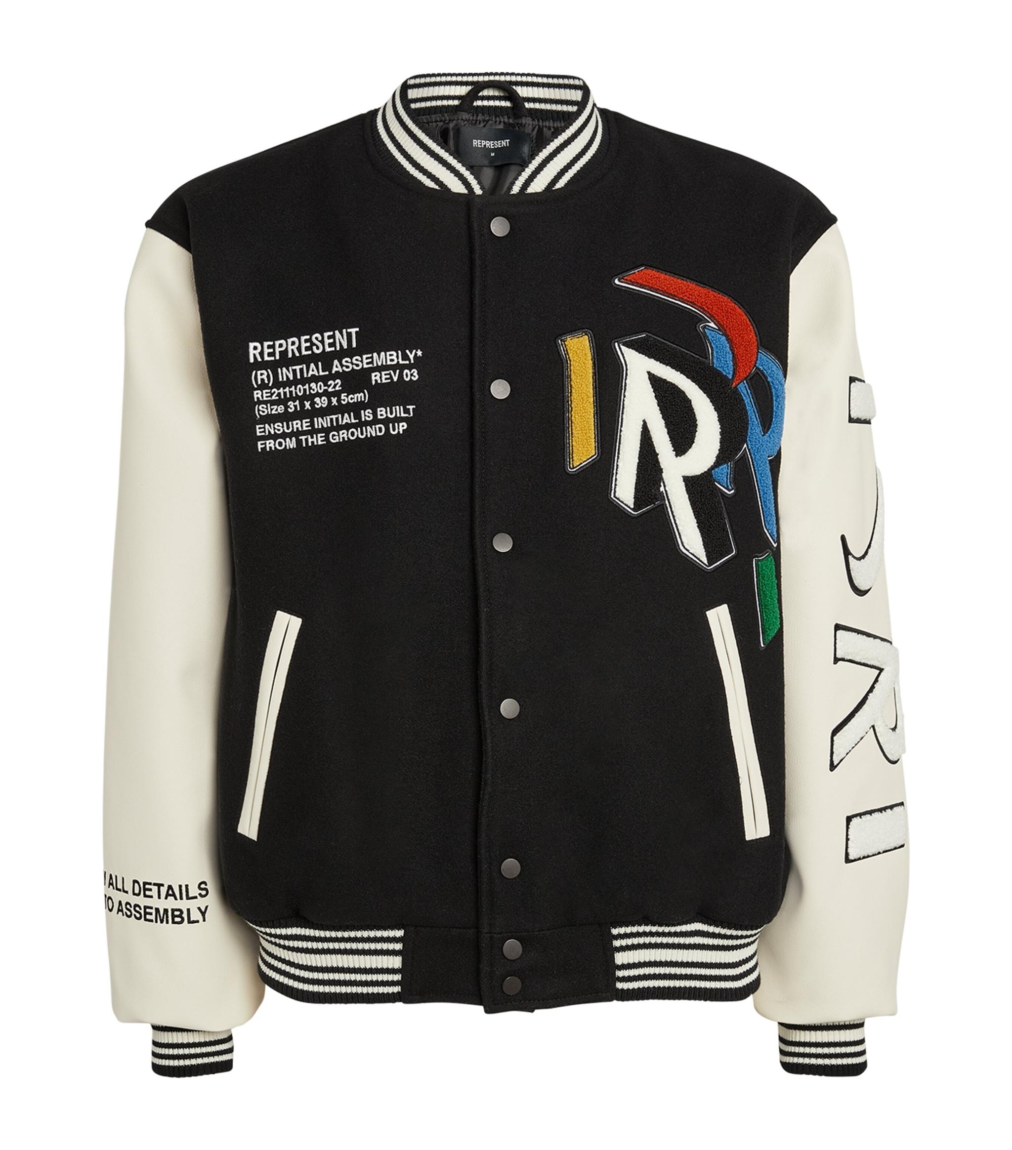 Represent Deconstructed Logo Varsity Jacket in Black for Men Lyst