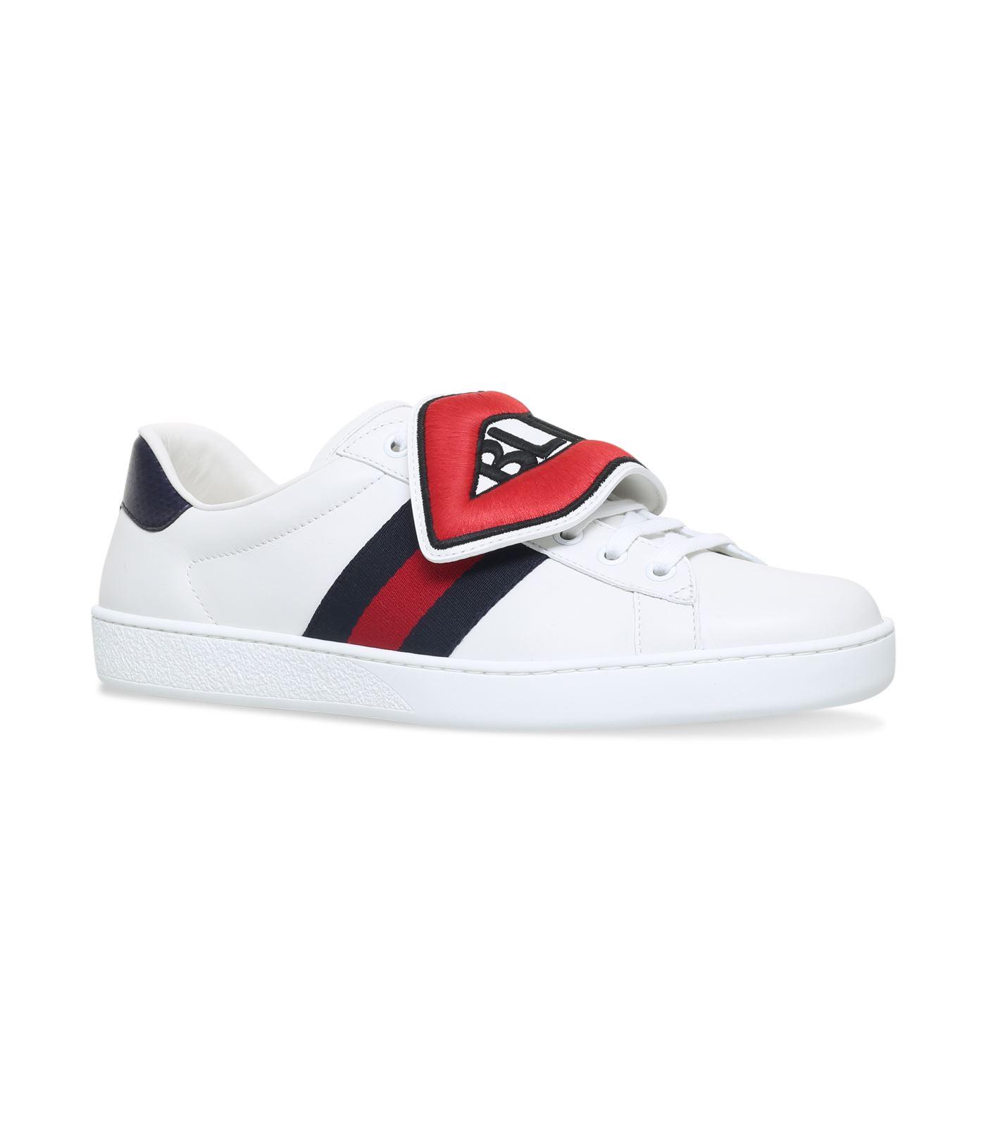 Gucci Leather Lips Ace Sneakers in White for Men | Lyst