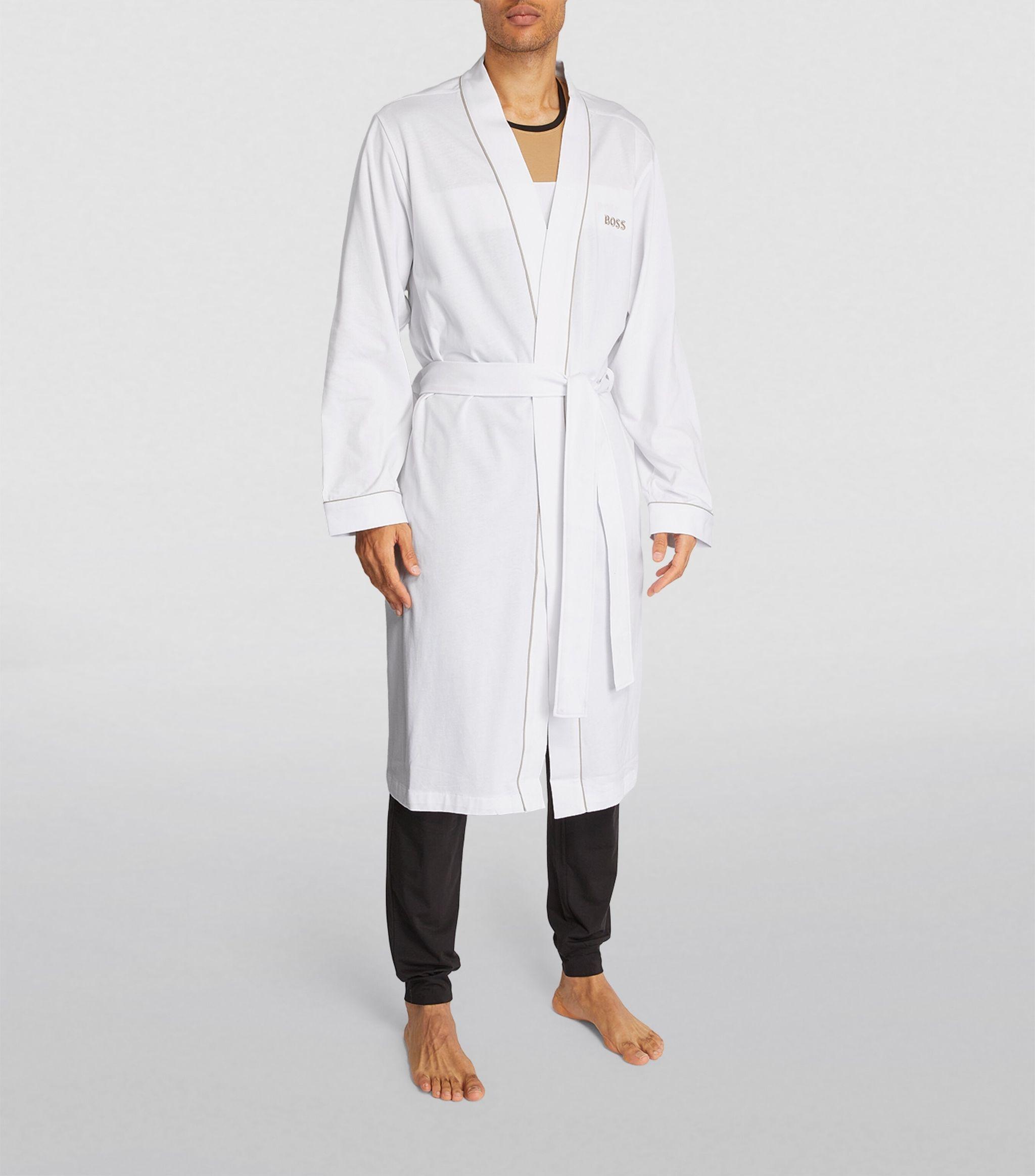 BOSS by HUGO BOSS Cotton Piped Robe in White for Men | Lyst