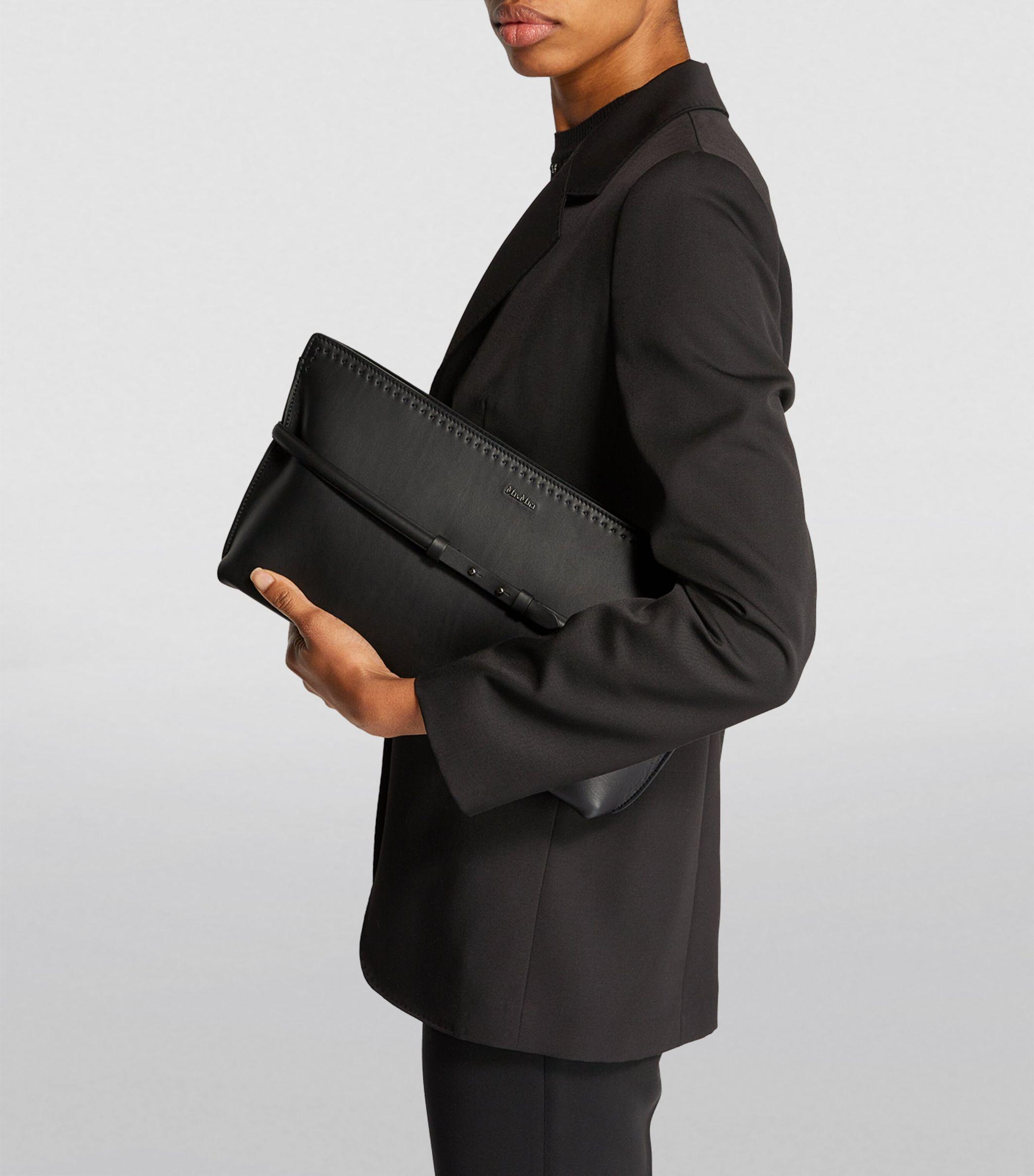 Max Mara Leather Archetipo Clutch Bag in Black | Lyst