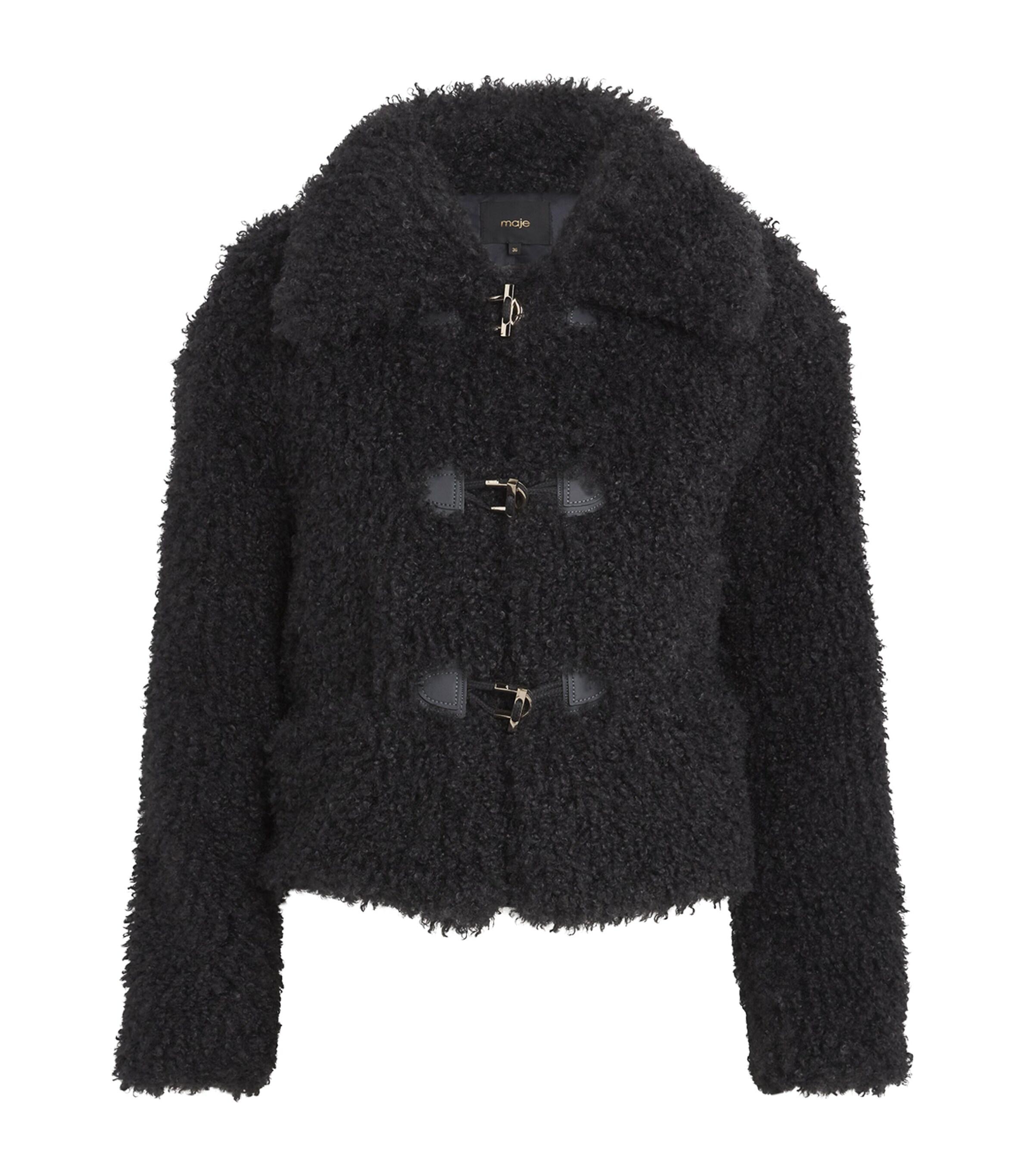 Maje cropped faux fur jacket deals