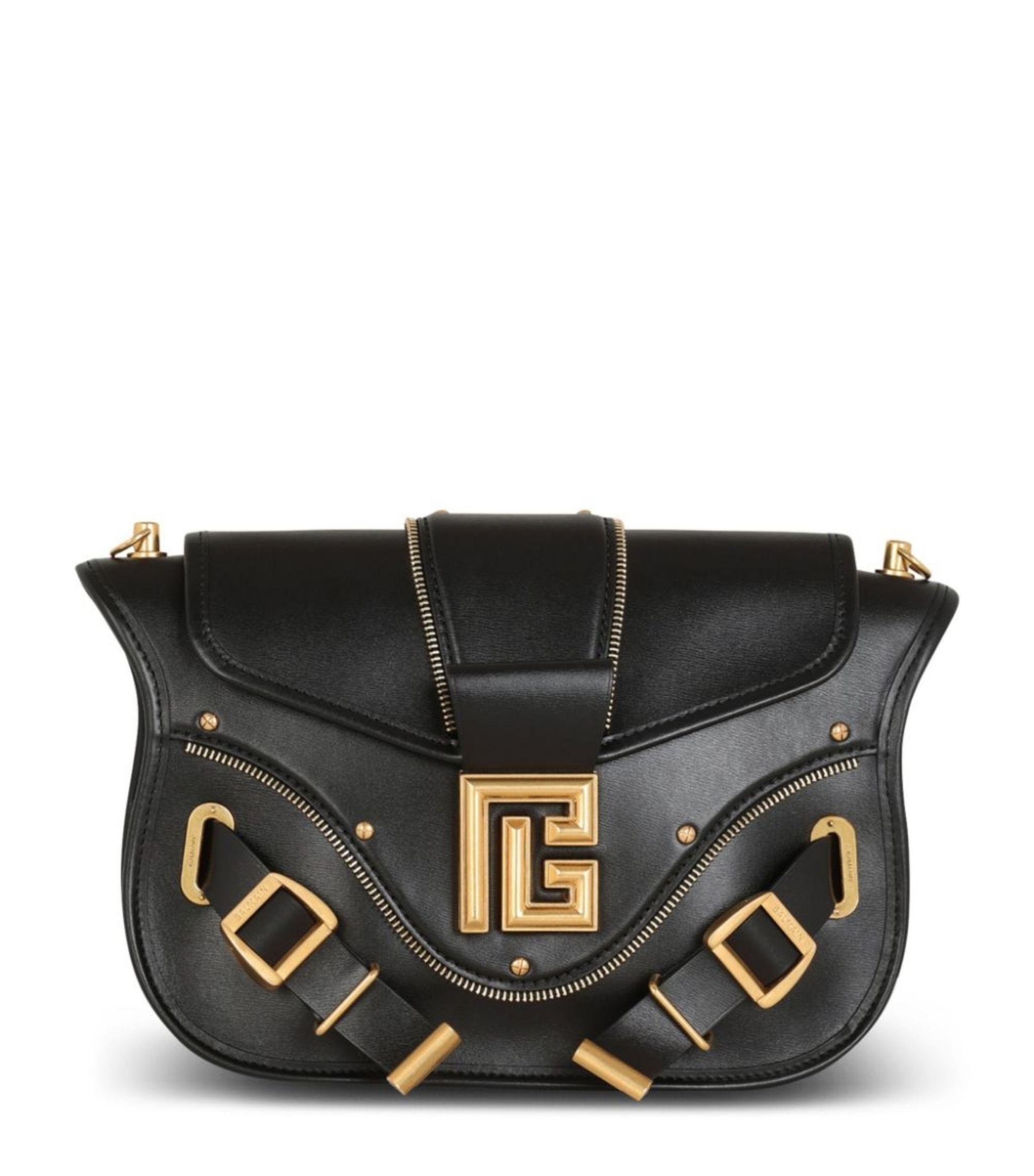 Balmain Leather Blaze Shoulder Bag in Black | Lyst