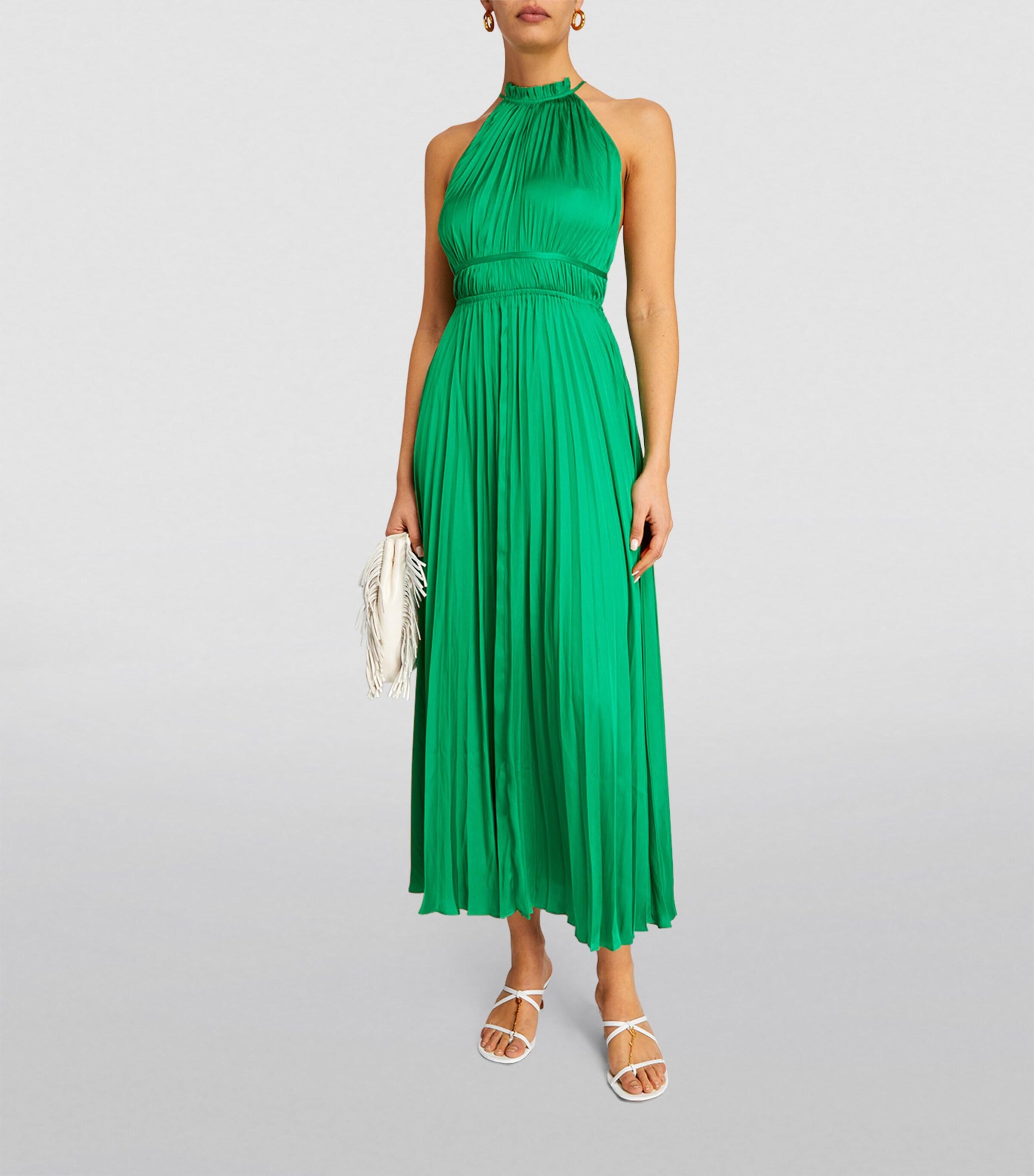 maje green silk dress Vic - Long Sleeve Mini Dress main image 1