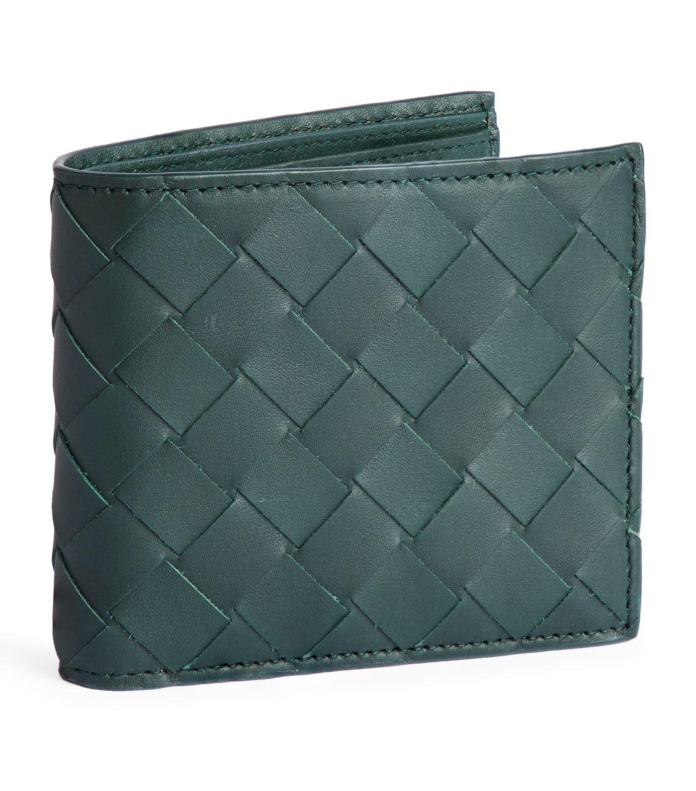 Bottega Veneta Intecciato Weave Leather Bifold Wallet in Green for Men ...
