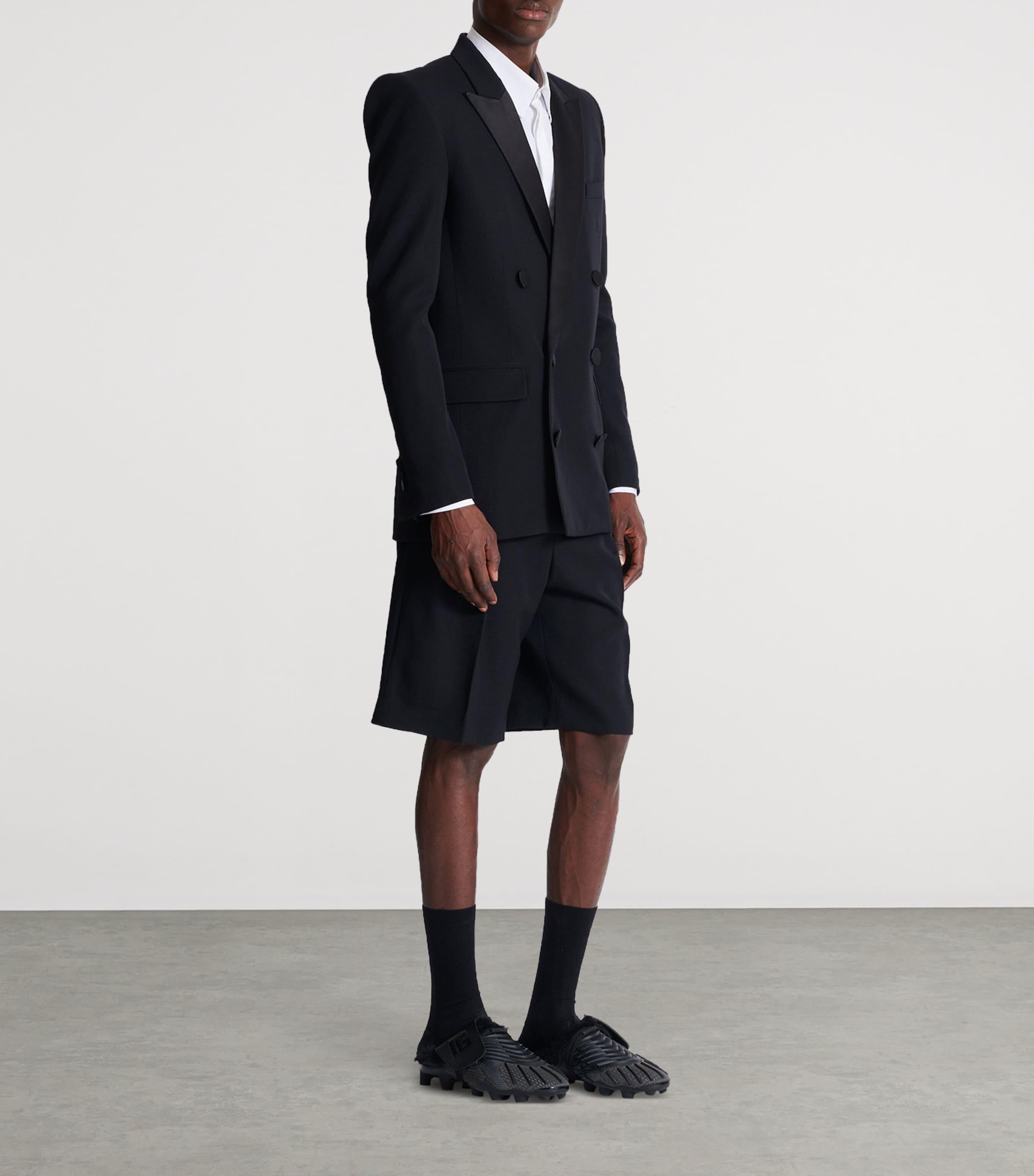 Balmain Wool-Satin Double-Breasted Blazer in Black for Men Lyst UK