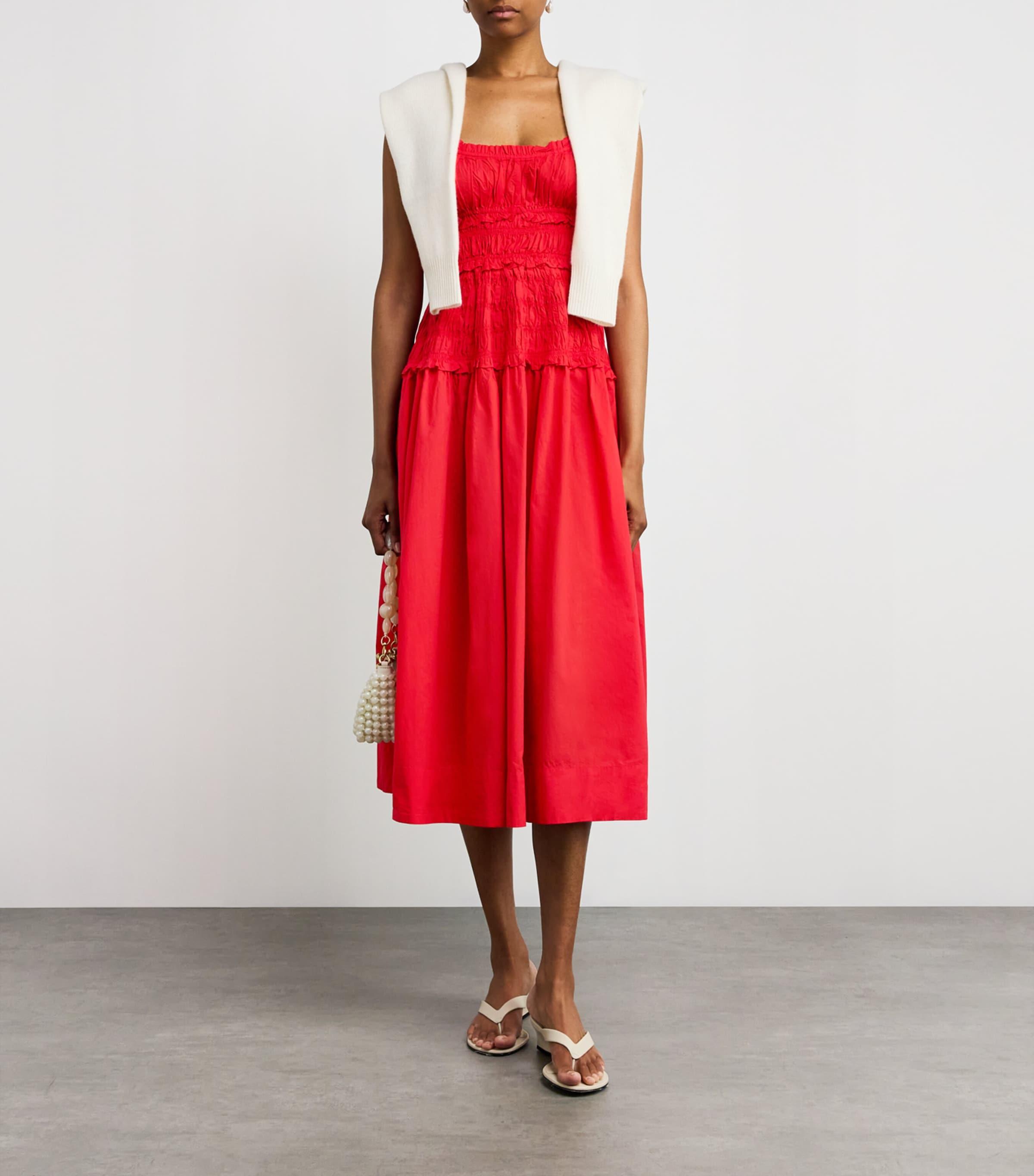 doen marianne dress red Doen Organic Cotton Marianne Midi Dress in Red